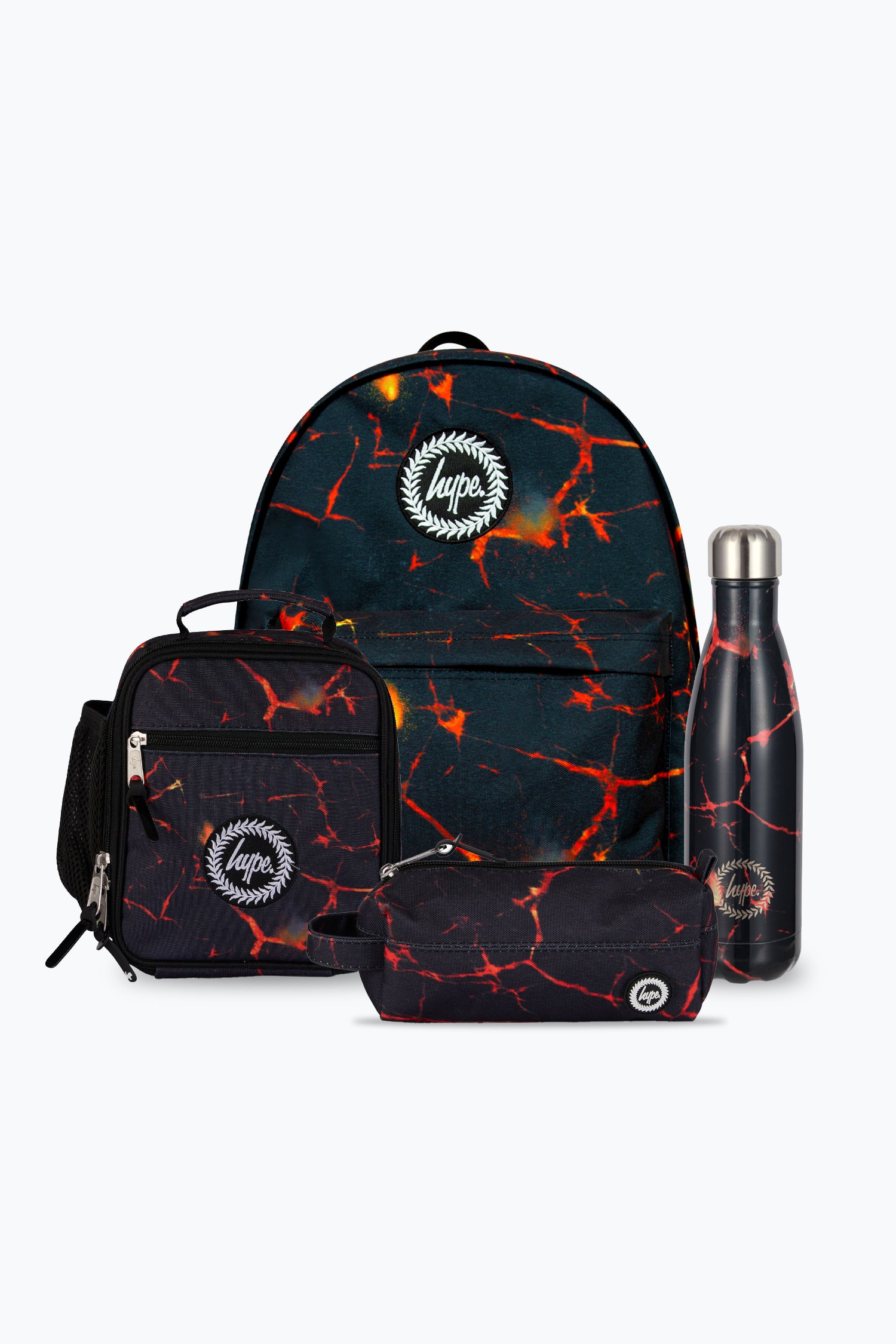 Lava Backpack Lunch Bag Bottle & Pencil Case Bundle