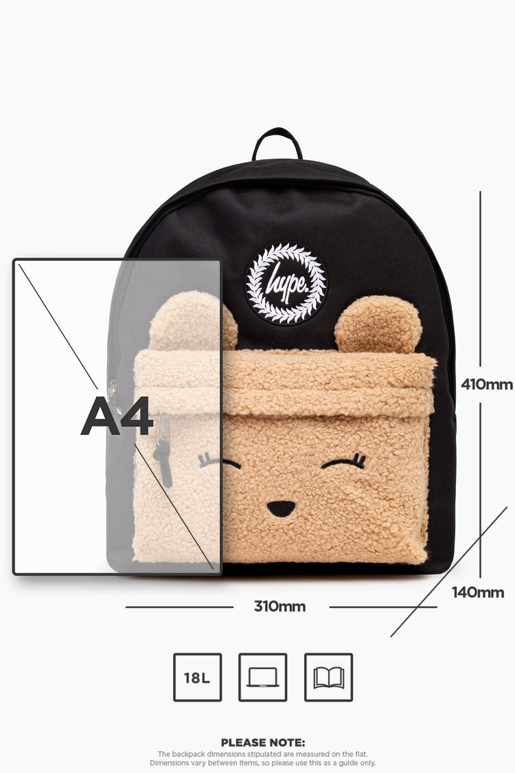 HYPE BLACK AND BROWN BORG TEDDY BACKPACK