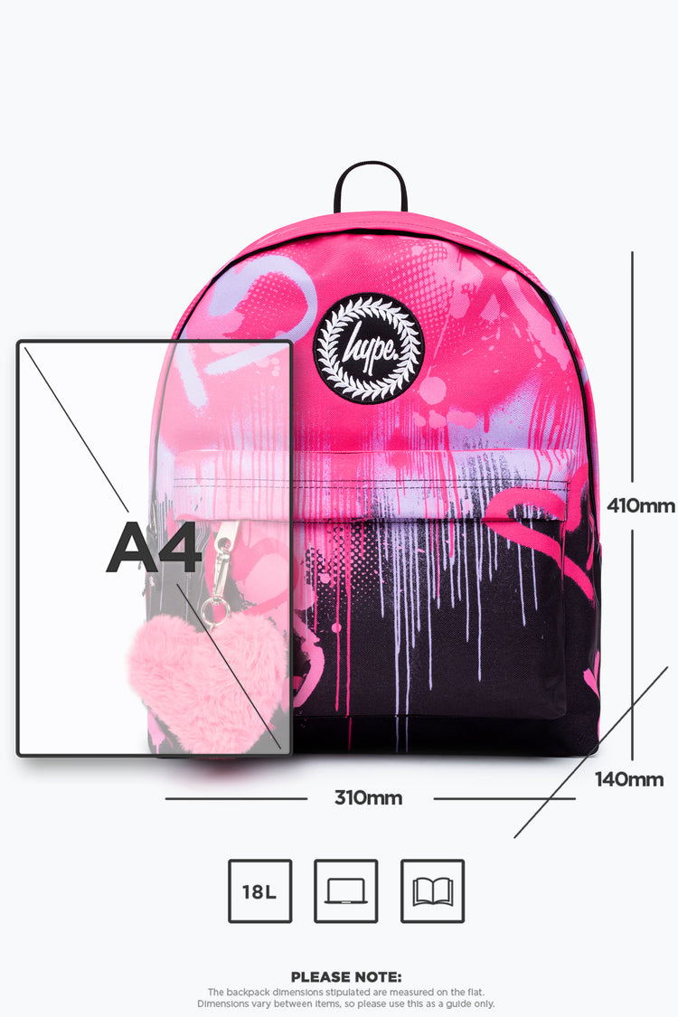 HYPE PINK HEARTS DRIP BACKPACK