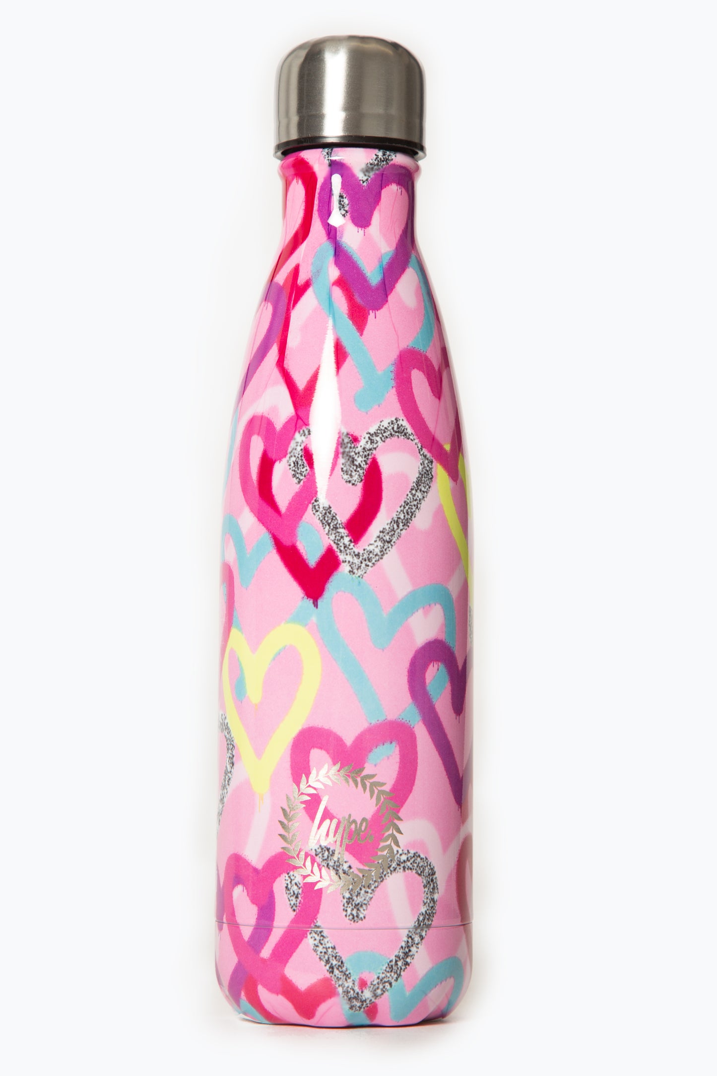 Hype Pink Graffiti Hearts Metal Bottle