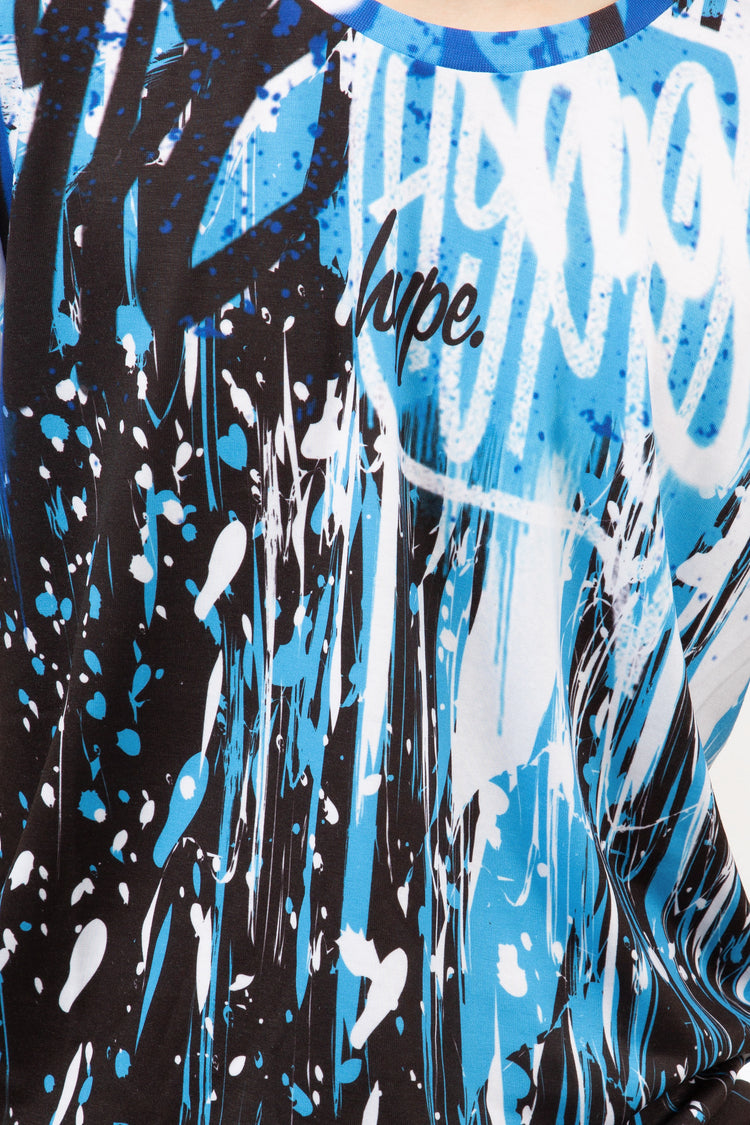 HYPE BOYS BLUE GRAFFITI DRIP  T-SHIRT