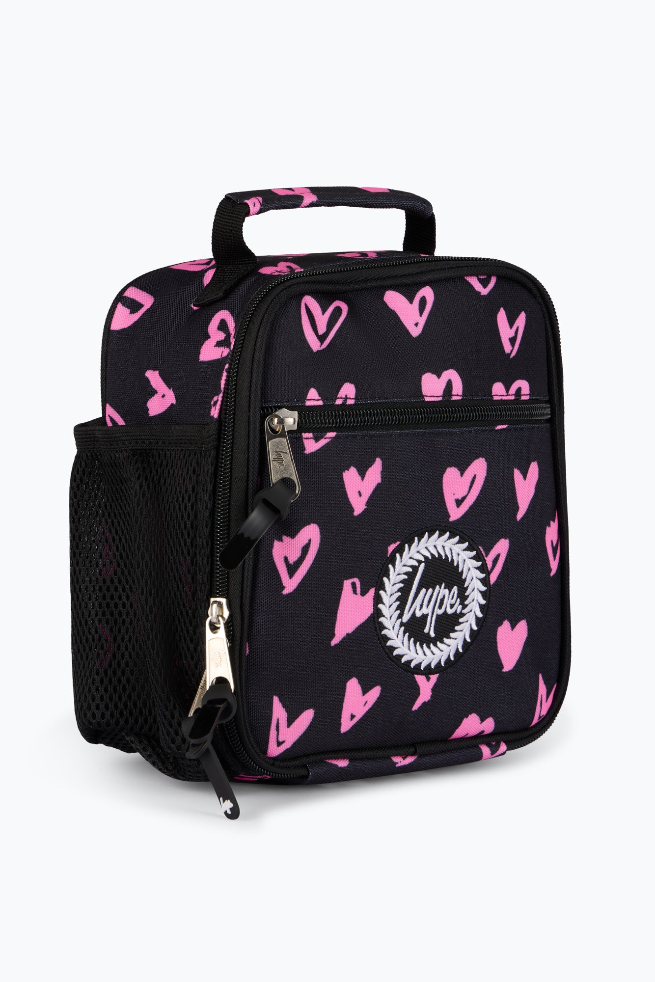 Hype Unisex Black/Pink Scribble Hearts Lunch Bag