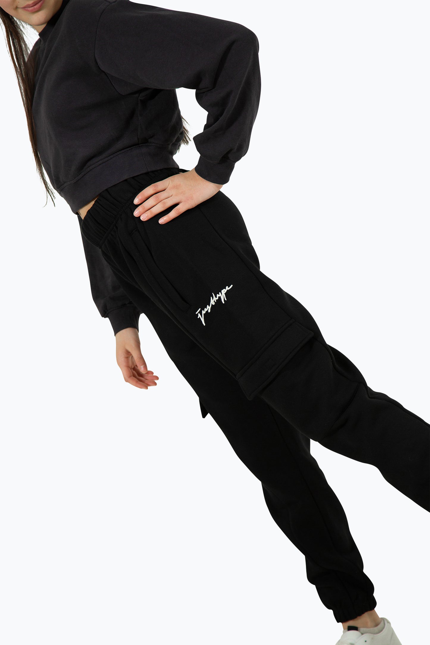 Hype Girls Black Cargo Joggers