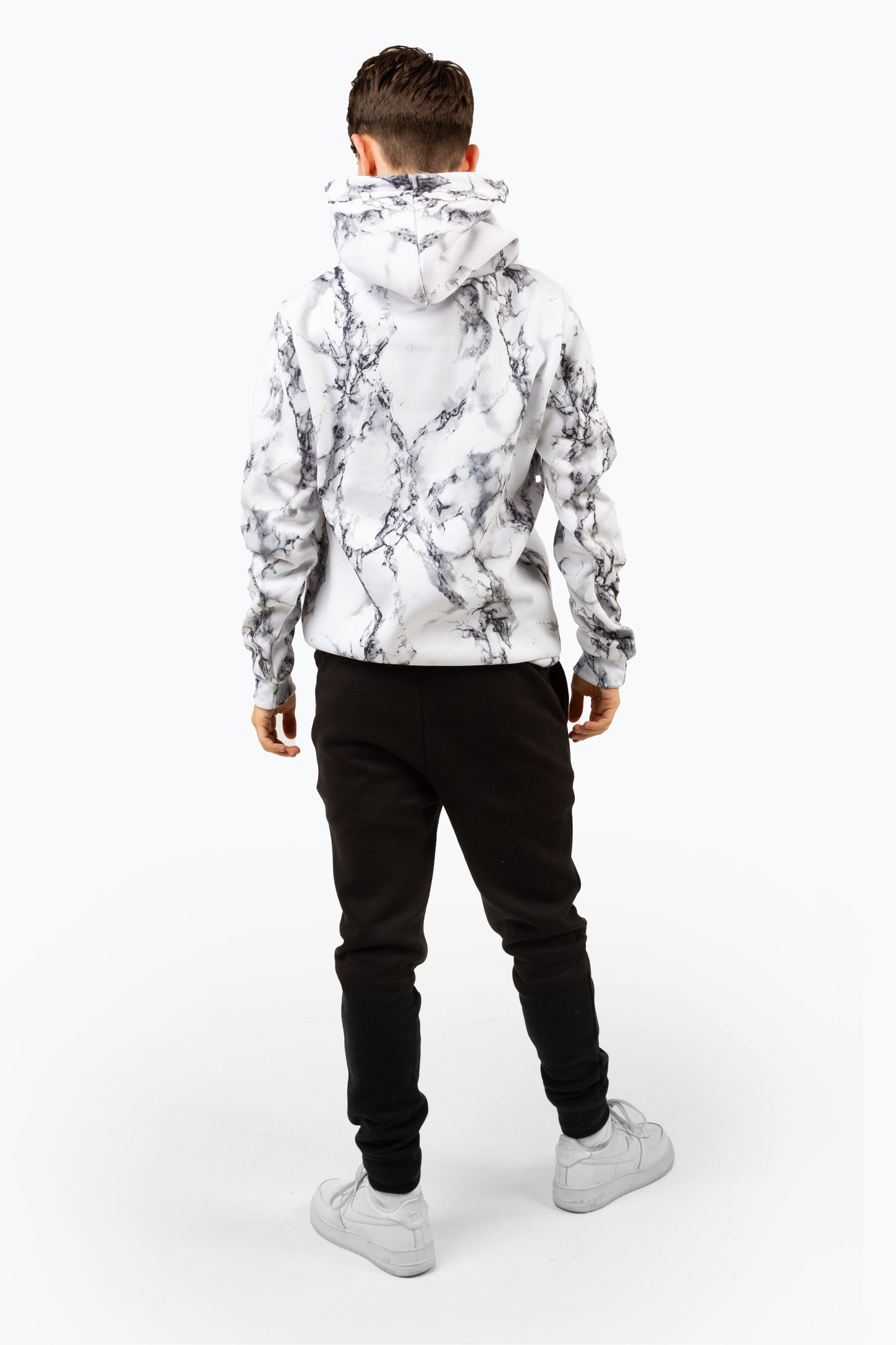 Hype Boys White Marble Mini Script Hoodie