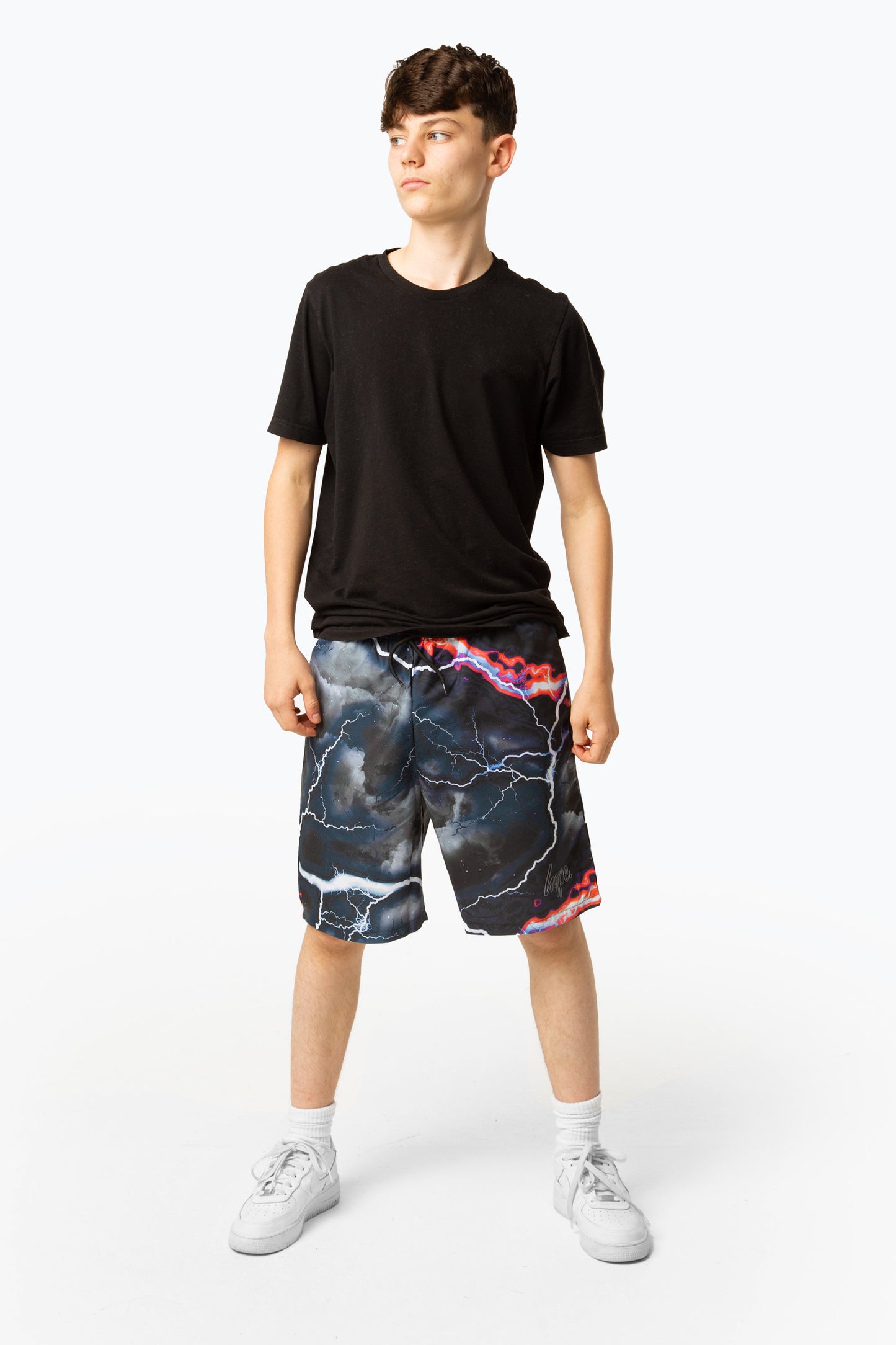 Hype Boys Black Smokey Storm Outline Script Swim Shorts