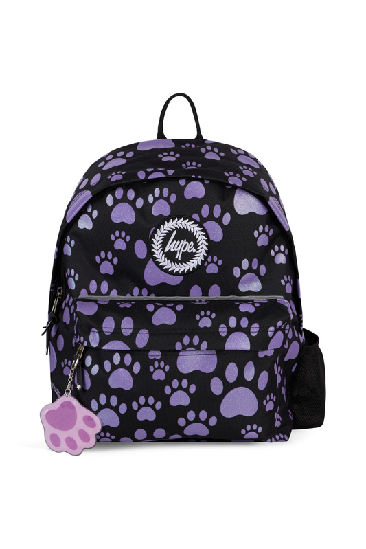 Hype Girls Black Glitter Paw Backpack