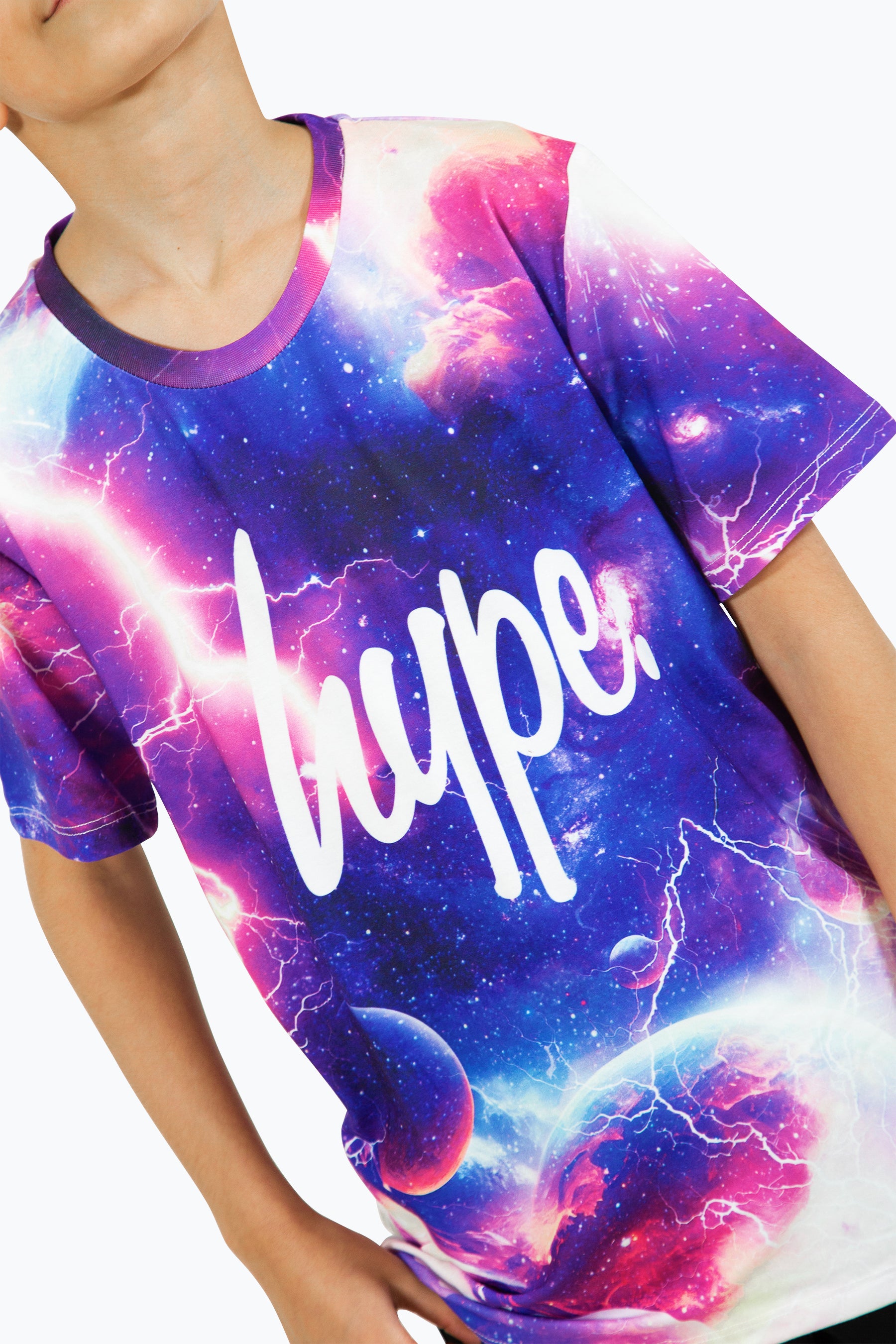 Just Hype pink blue Space Galaxy multicolor boys t store shirt graphic RARE ULTRA RARE