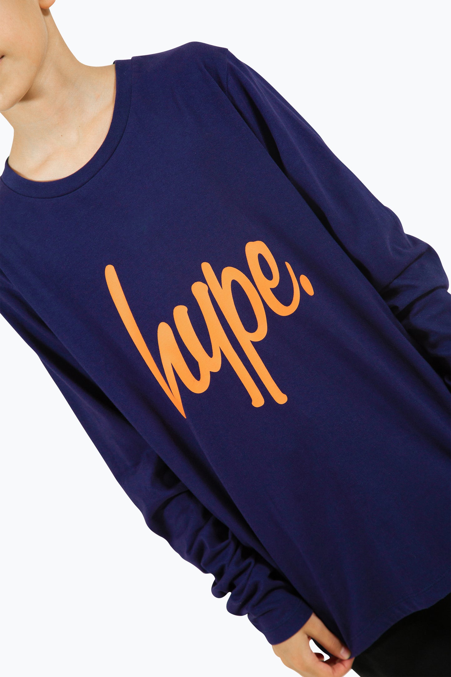 Hype Boys Navy Script Long Sleeve Tee