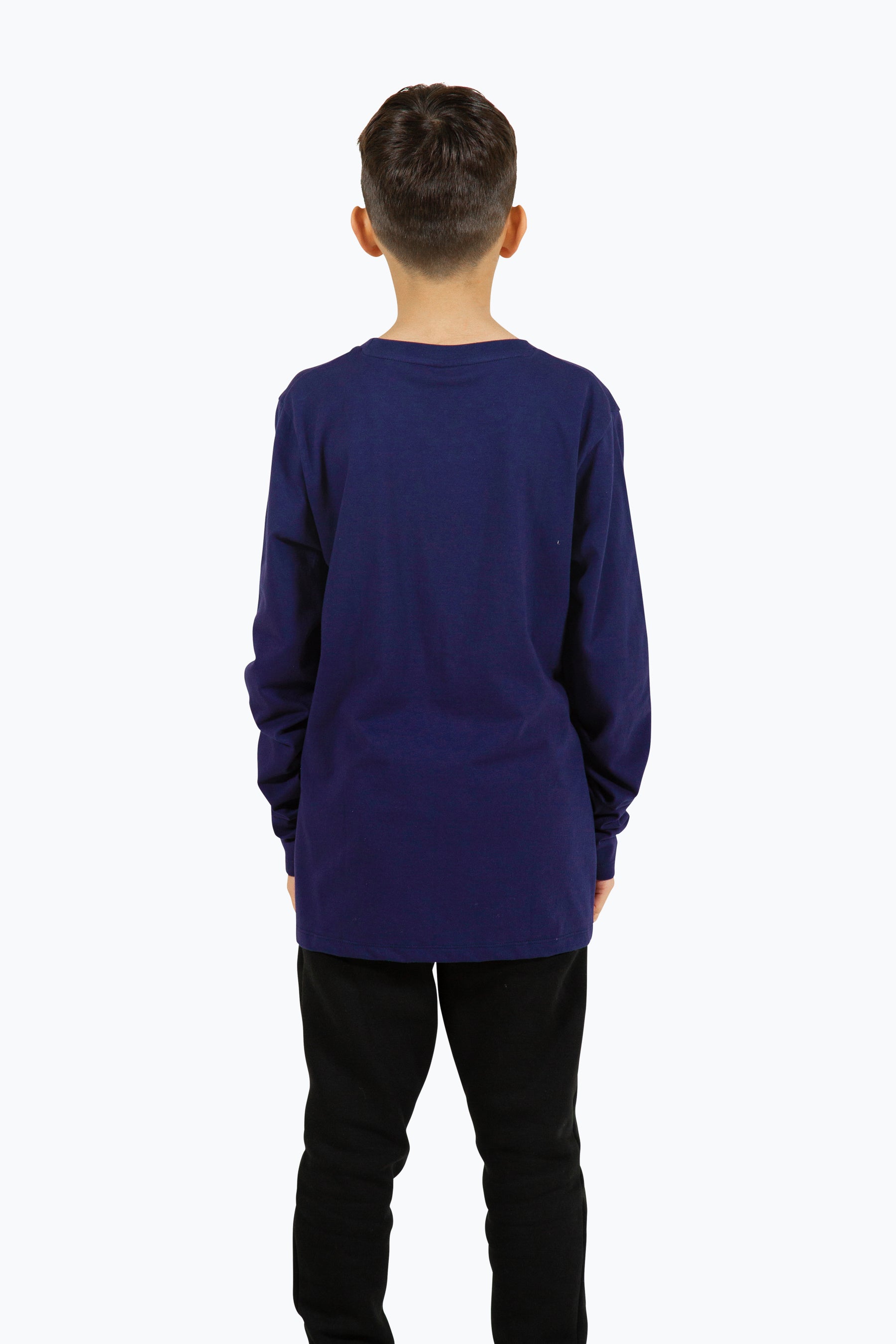 Hype Boys Navy Script Long Sleeve Tee