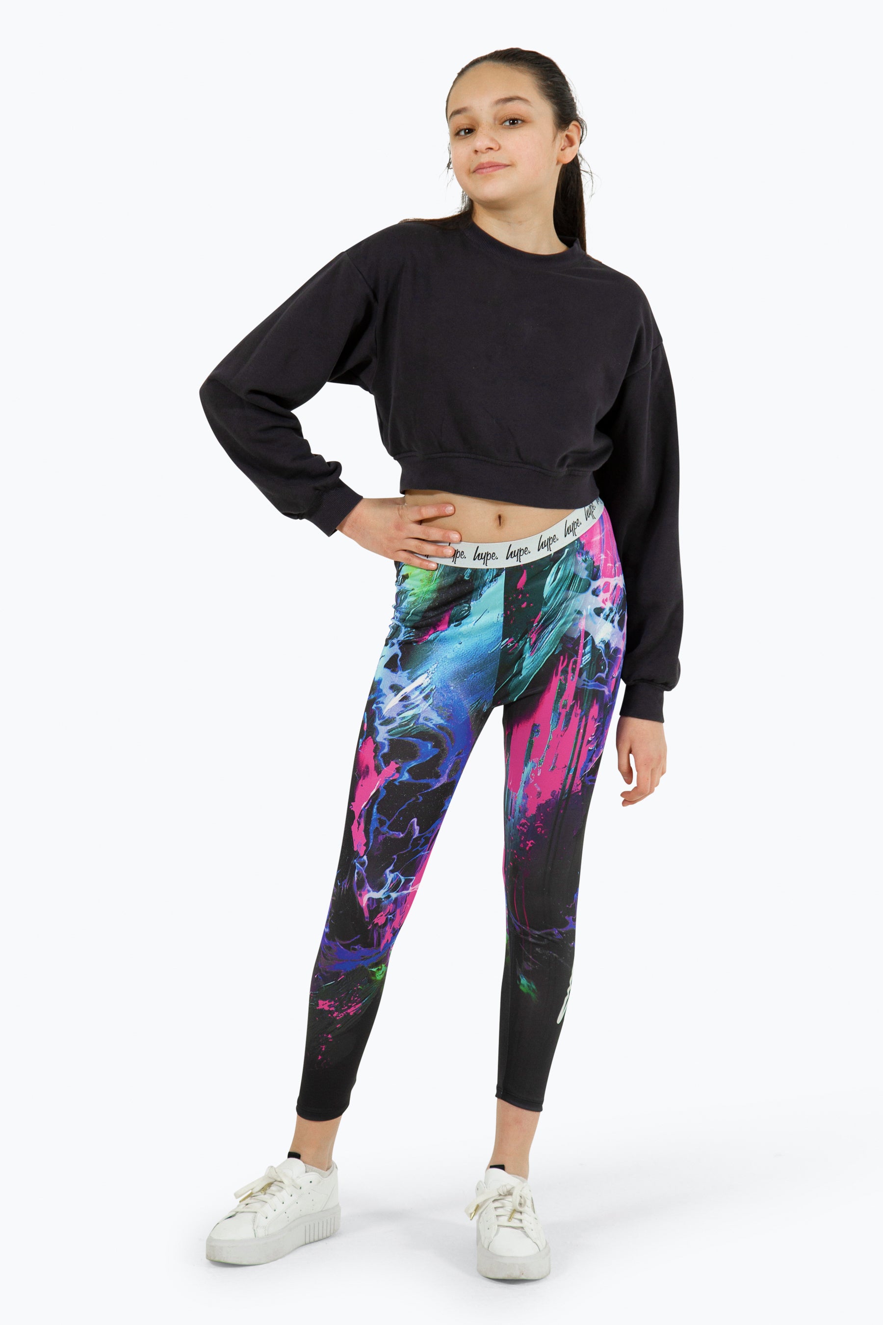Shop Multi Dark Smudge Girls Leggings Hype
