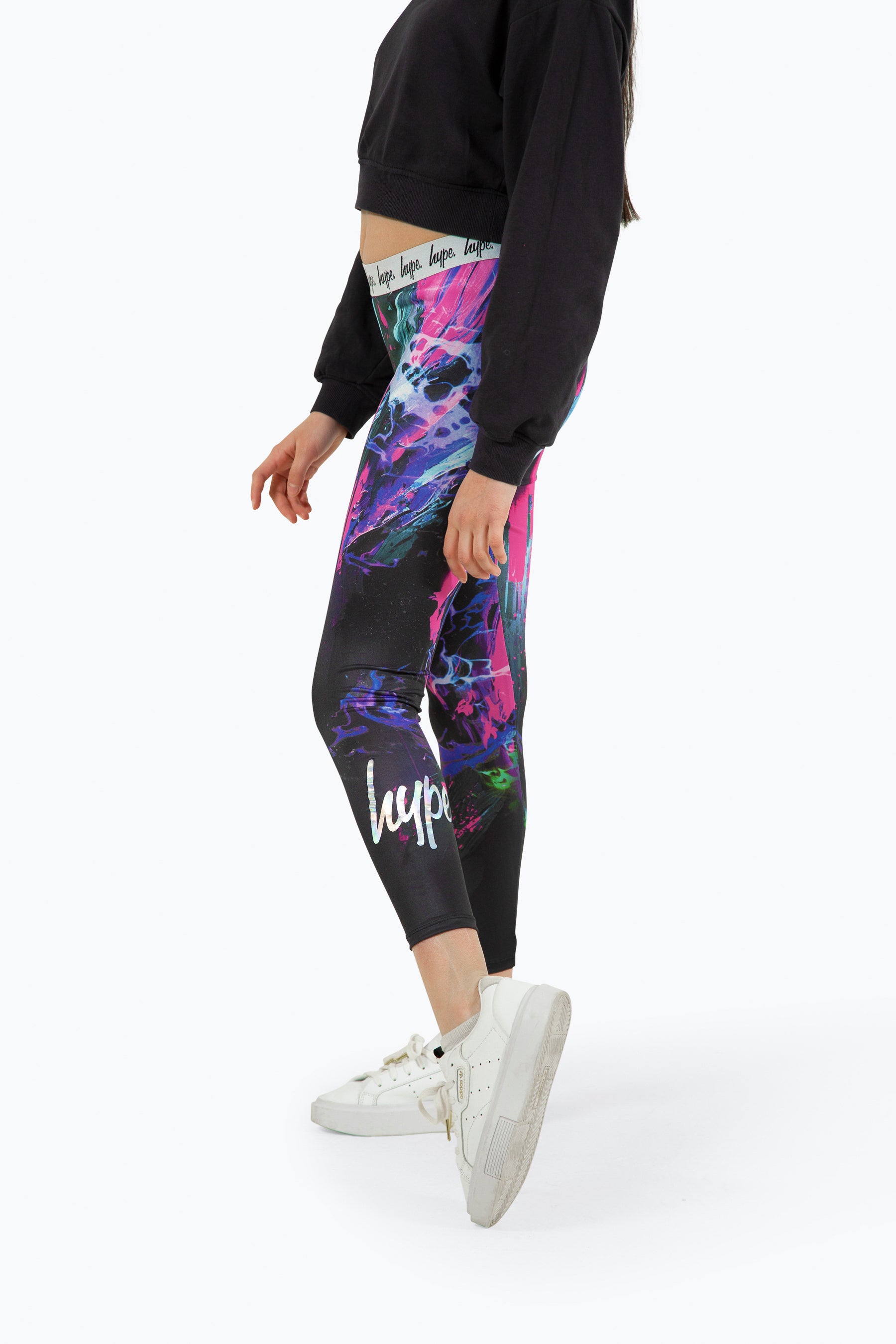 Shop Multi Dark Smudge Girls Leggings Hype