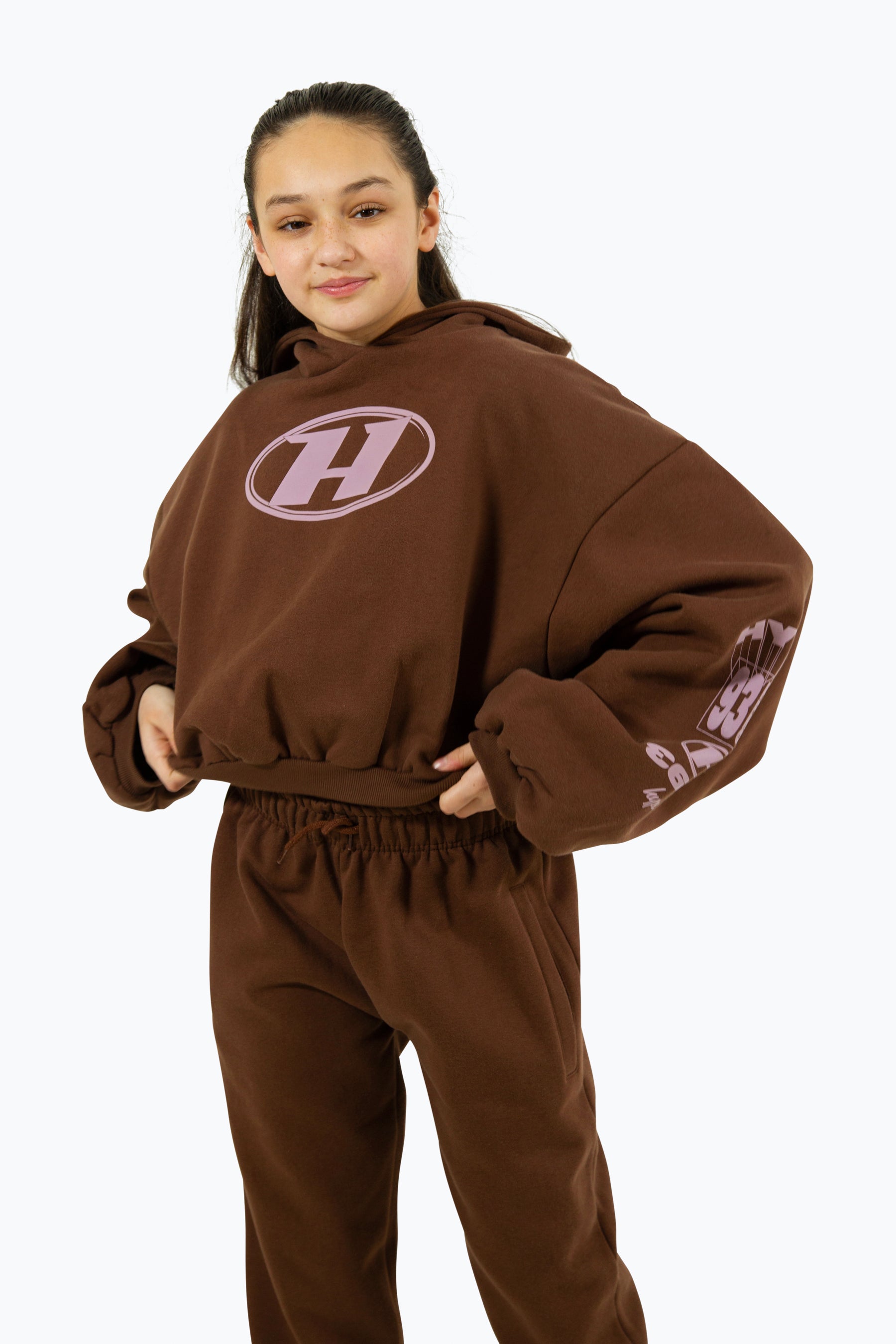 Buy Girls Sand Oval Crop Hoodie Cosy Easy Care