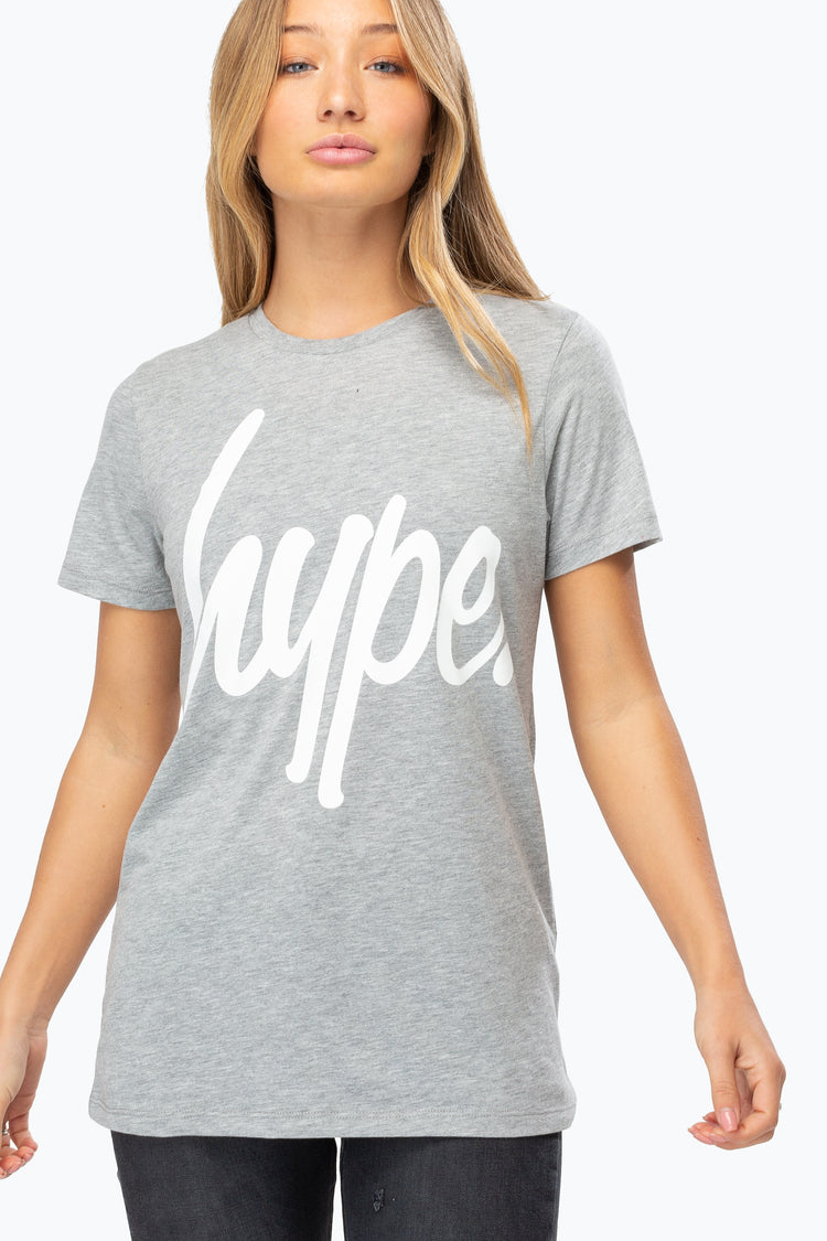 Hype Grey White Script Womens T-Shirt