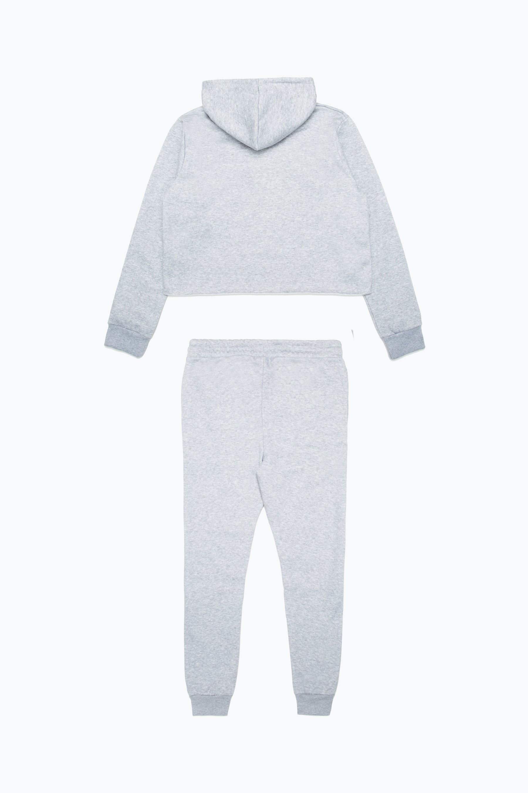 Hype Grey Kids Crop Pullover Hoodie & Jogger Set