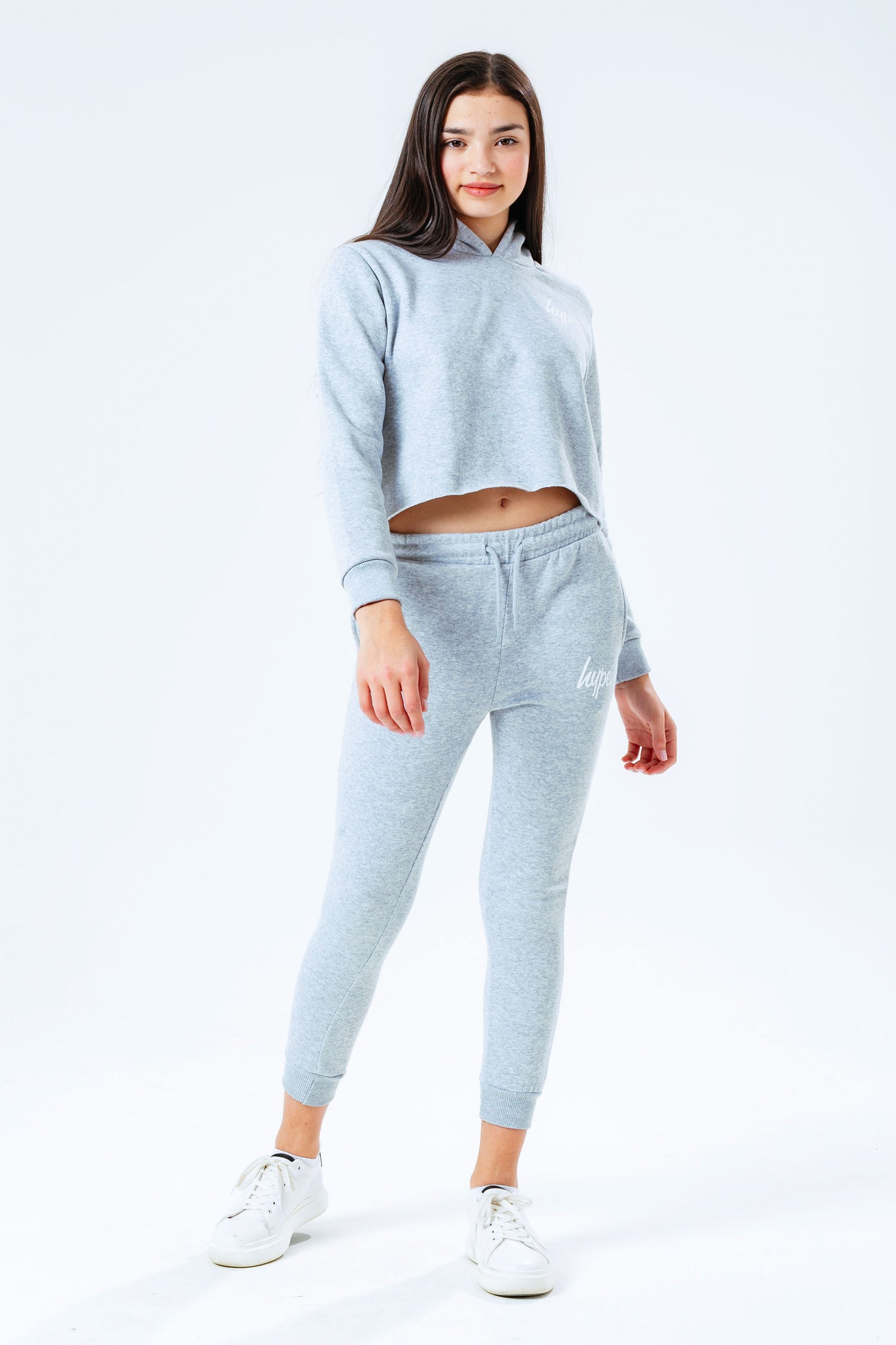 Grey cropped hot sale tracksuit