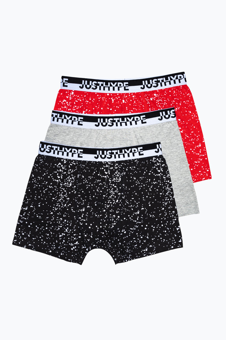 Hype 3 Pack Splatter Kids Boxer Shorts