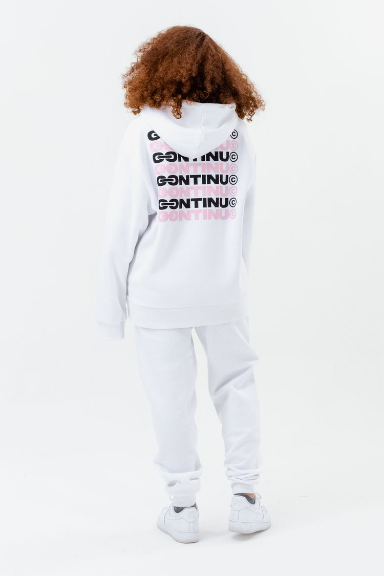 CONTINU8 WHITE OVERSIZED PULLOVER HOODIE