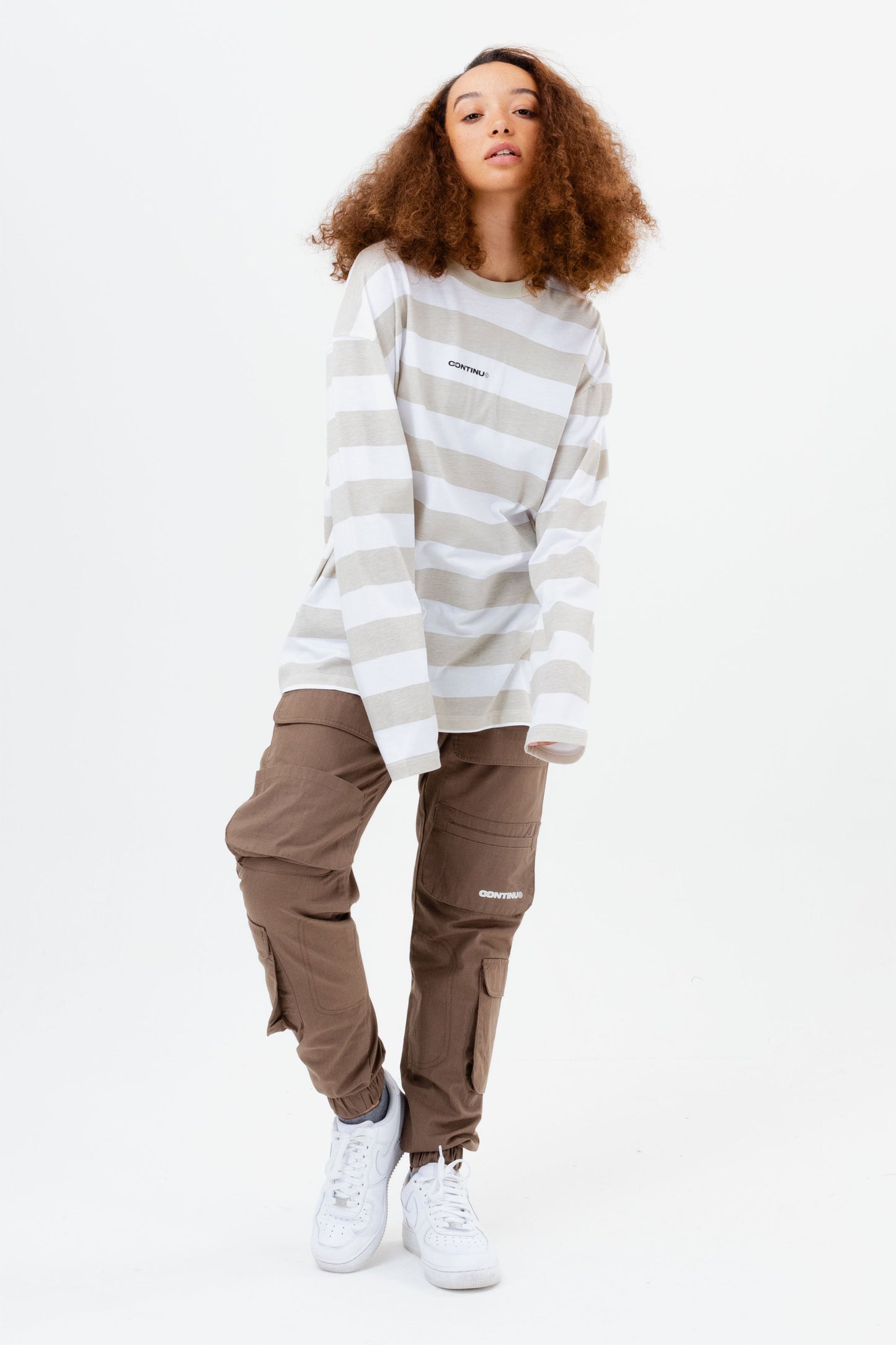 Continu8 Beige Print L/S T-Shirt