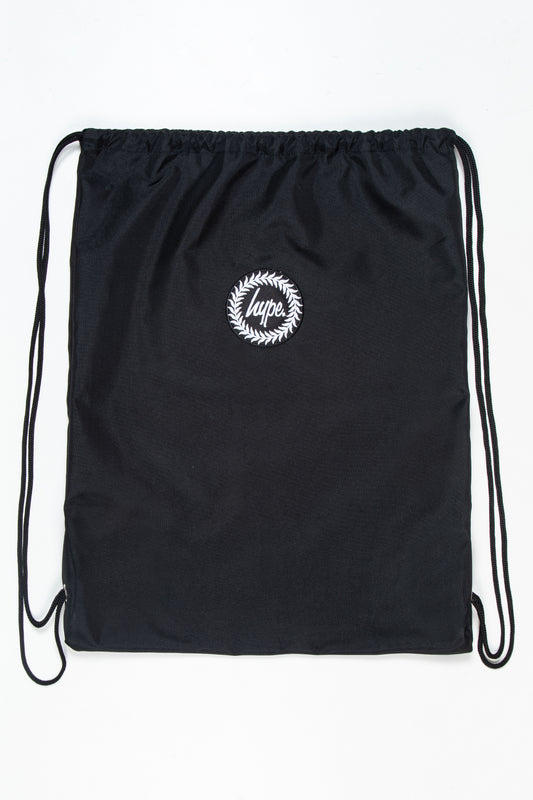 Hype Black Crest Drawstring Bag