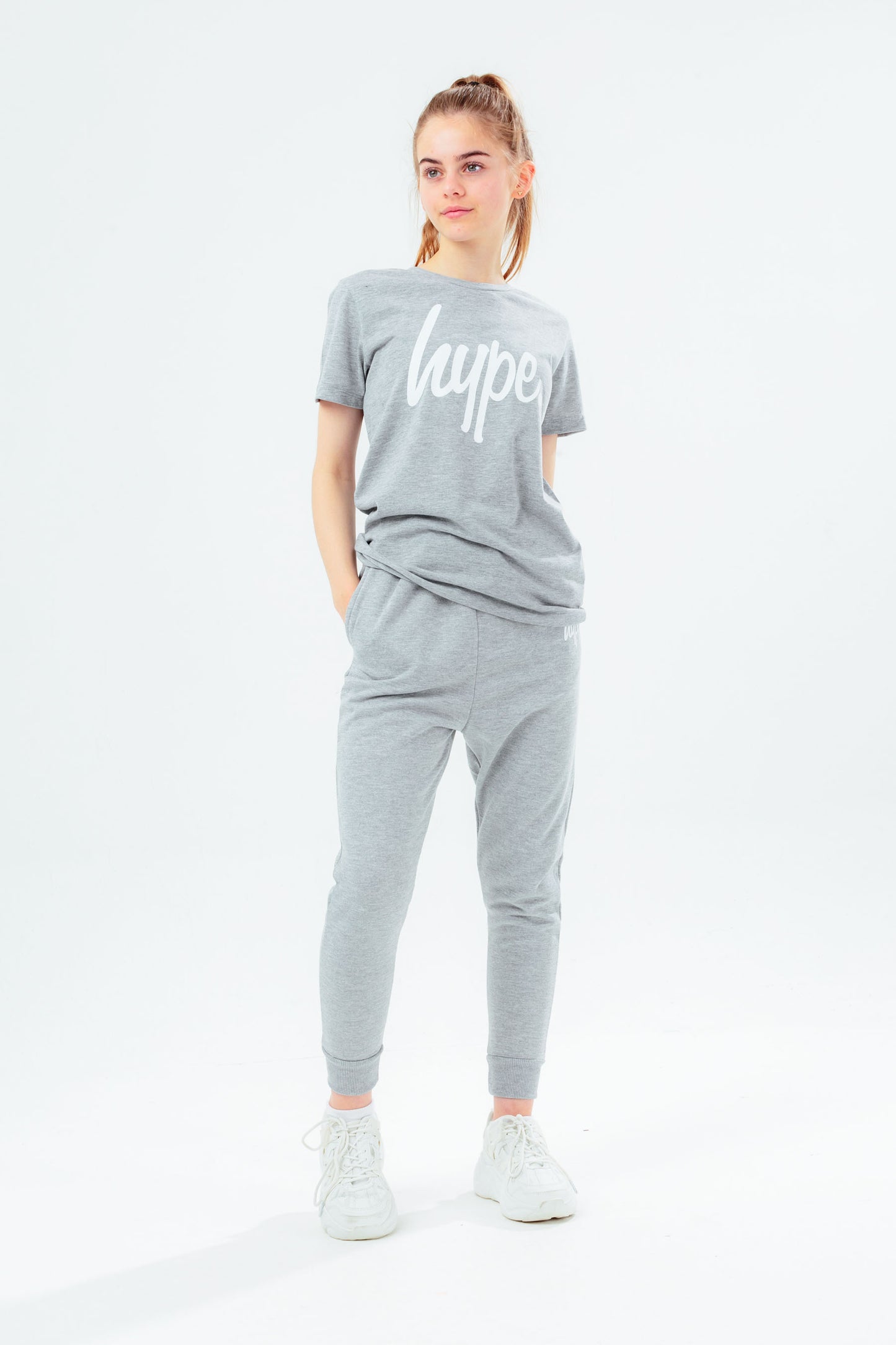 Hype Unisex Kids Grey Marl Script T-Shirt