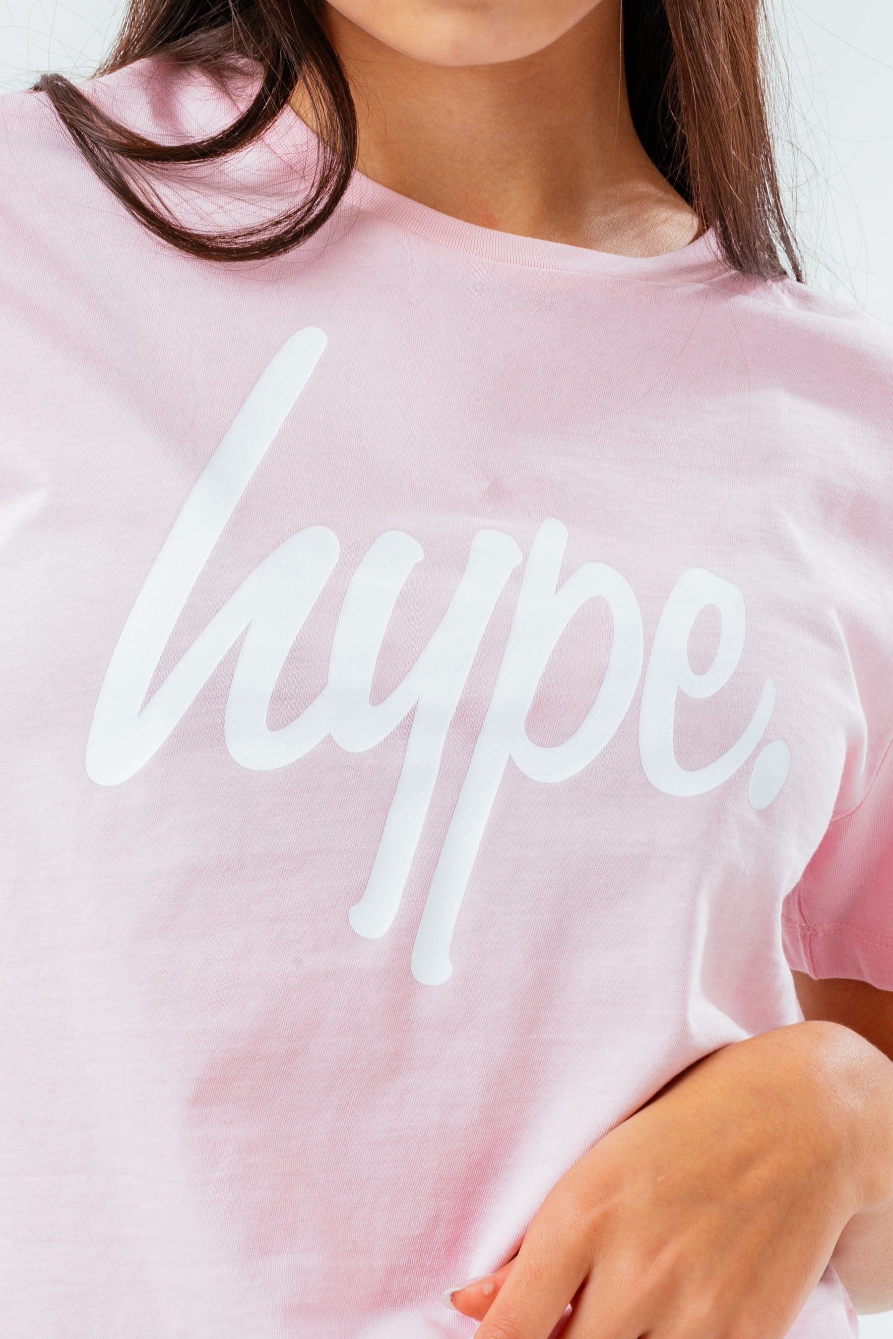 Hype Girls Pink Script Crop T Shirt