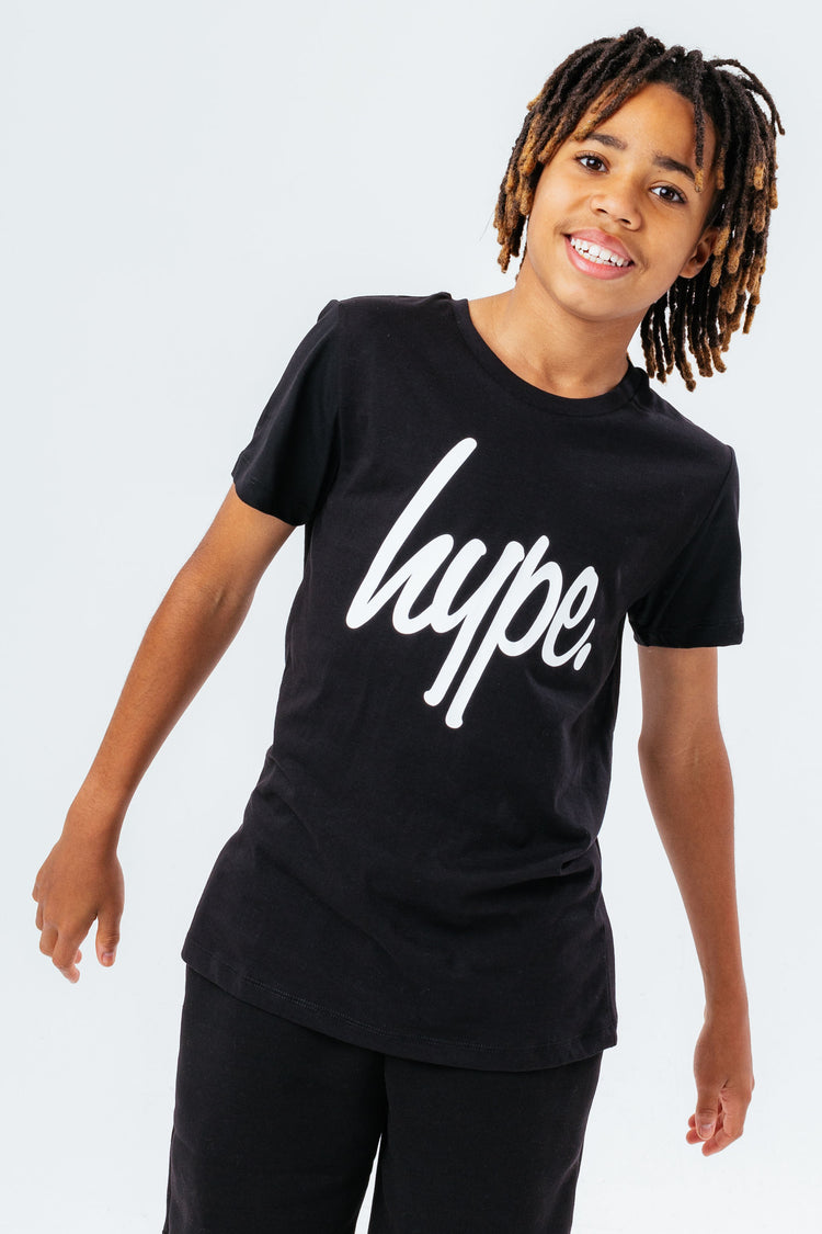 HYPE BOYS BLACK SCRIPT T-SHIRT & SHORTS SET