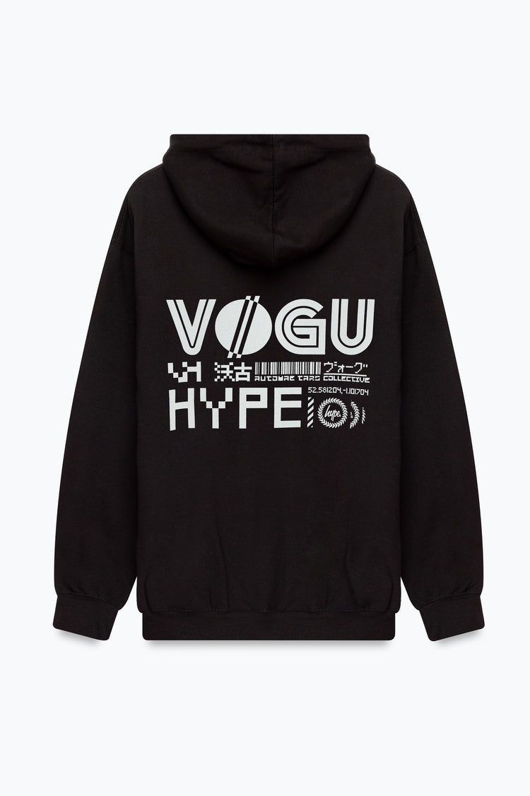 HYPE X VOGU ADULTS UNISEX BLACK LARGE BACK LOGO HOODIE