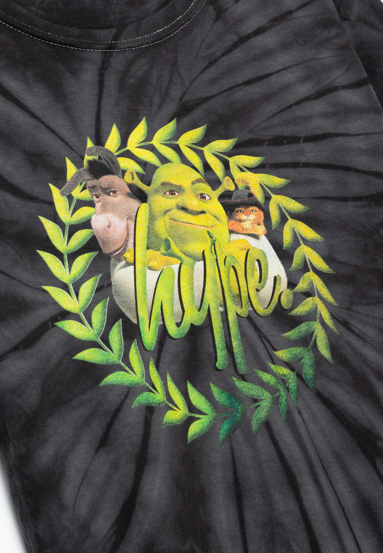 HYPE. X SHREK KIDS BLACK TIE DYE CREST T SHIRT Hype