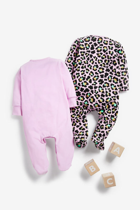 HYPE 2PACK PINK ANIMAL GIRLS SLEEPSUITS