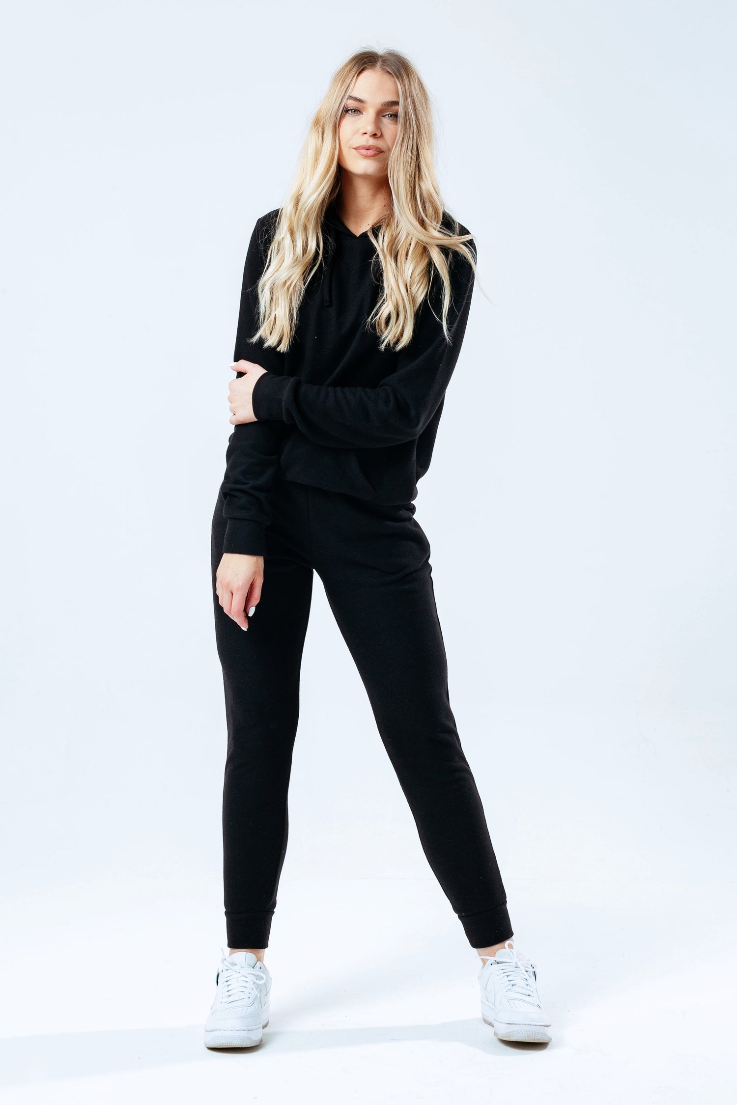 HYPE BLACK FAUX KNIT WOMEN S TRACKSUIT SET Hype