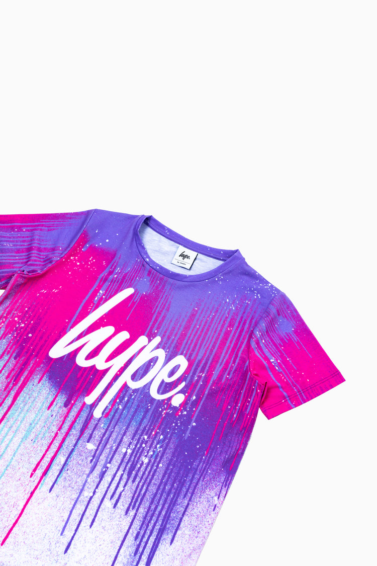 Hype Lilac Spray Drips Kids T-Shirt