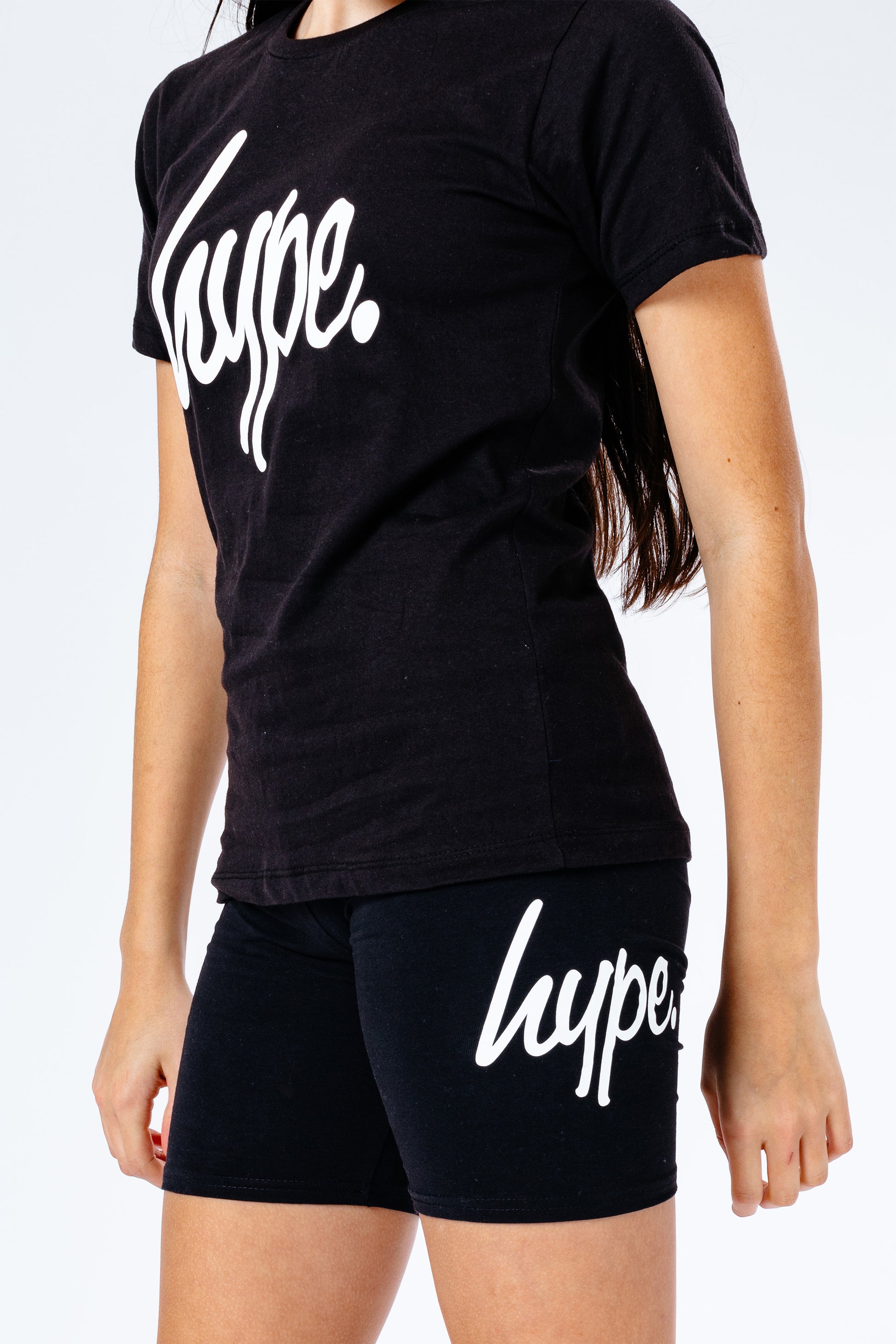 Hype Black Kids T-Shirt & Cycle Shorts Set