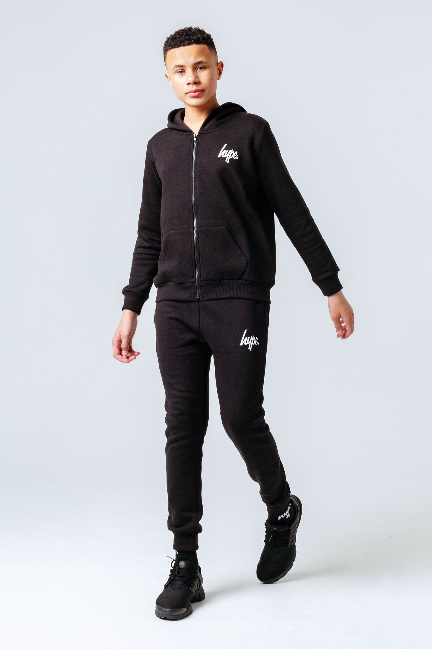 Hype Black Zip Through Hoodie Boys Tracksuit Set