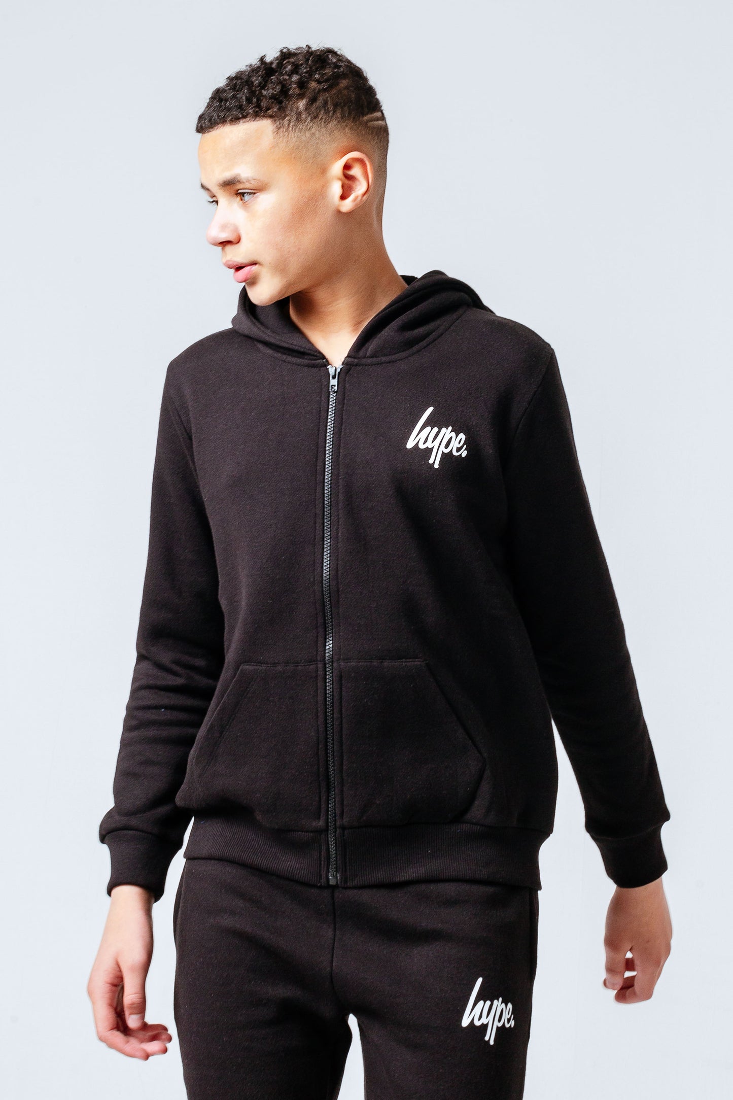 Hype Black Zip Through Hoodie Boys Tracksuit Set