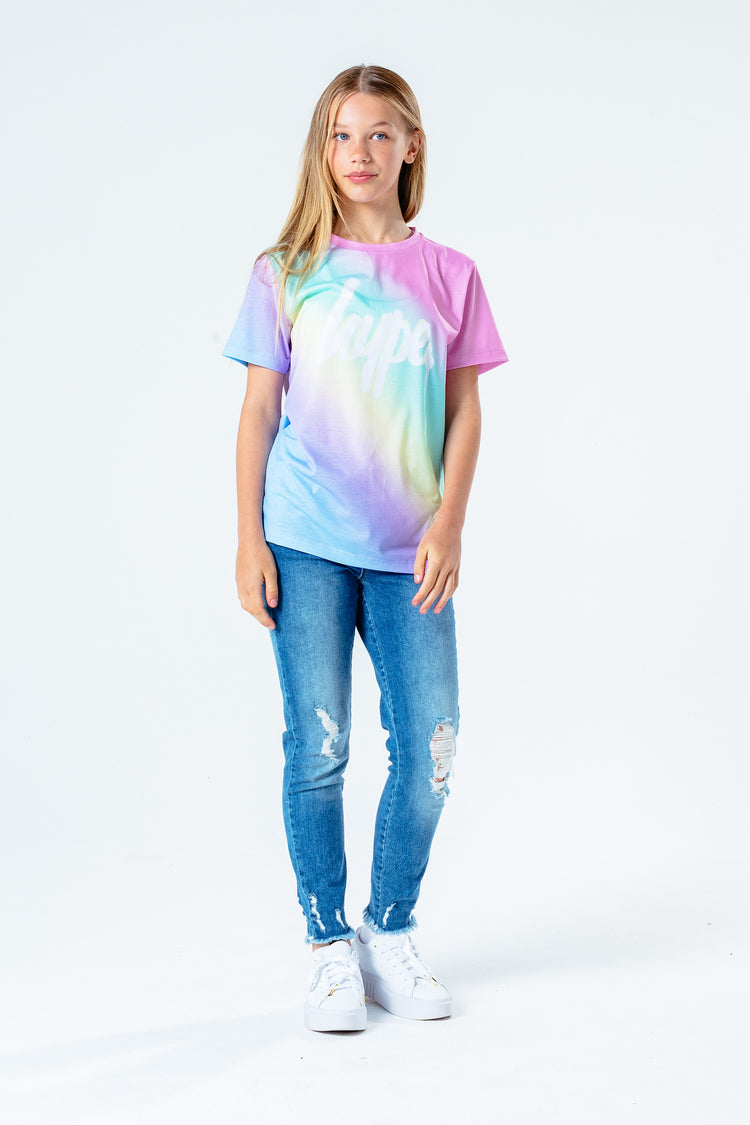 Hype Multi Pastel Drip Script Kids T-Shirt