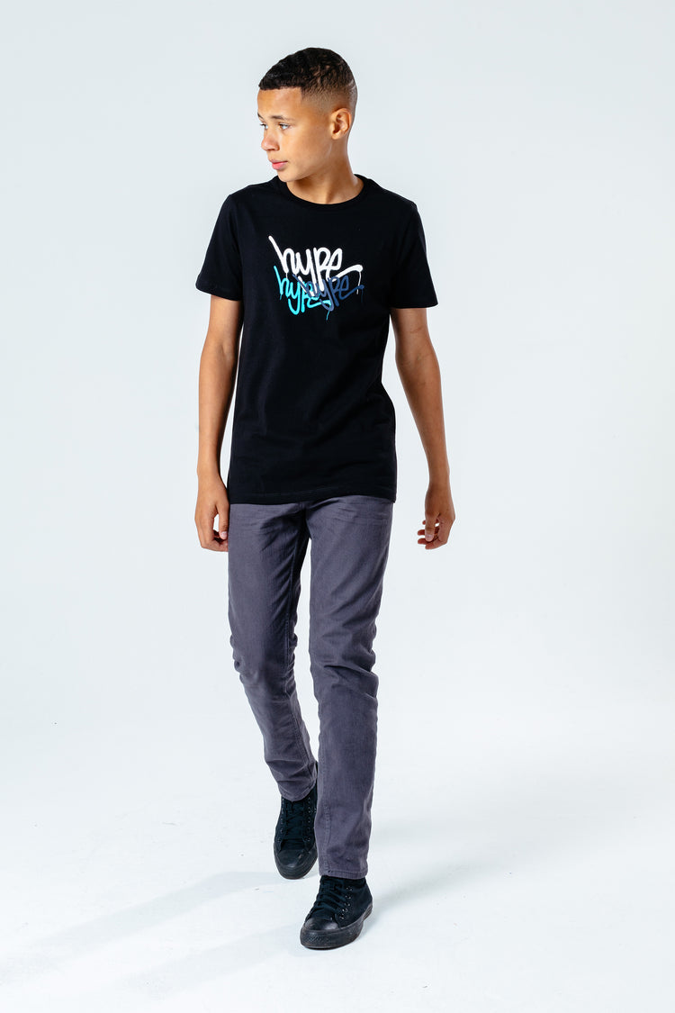 Hype Black Graffiti Repeat Logo Kids T-Shirt