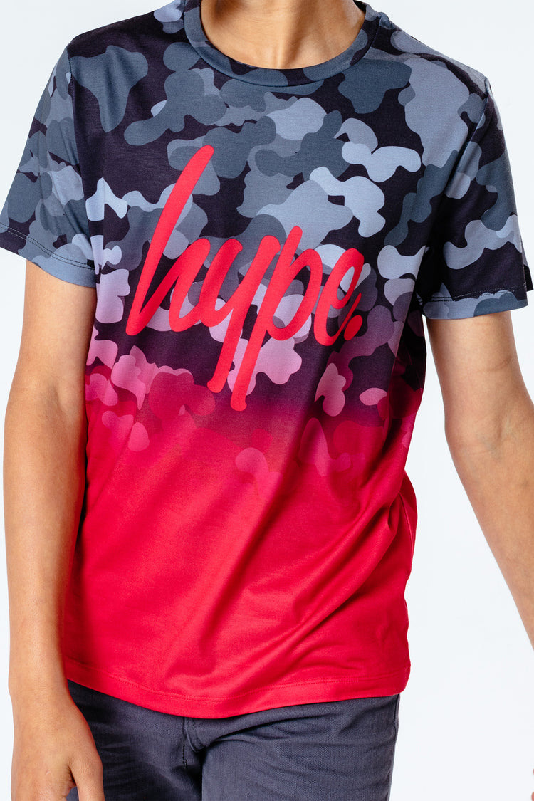 Hype Red Abstract Fade Kids T-Shirt