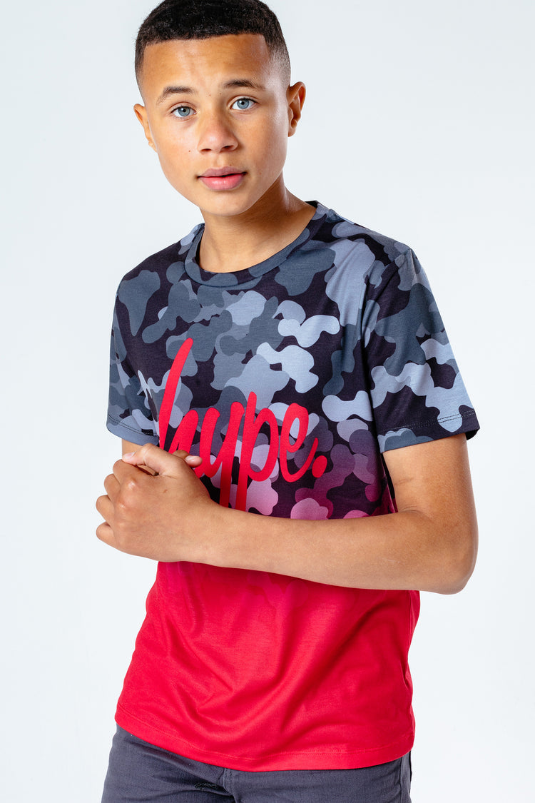 Hype Red Abstract Fade Kids T-Shirt