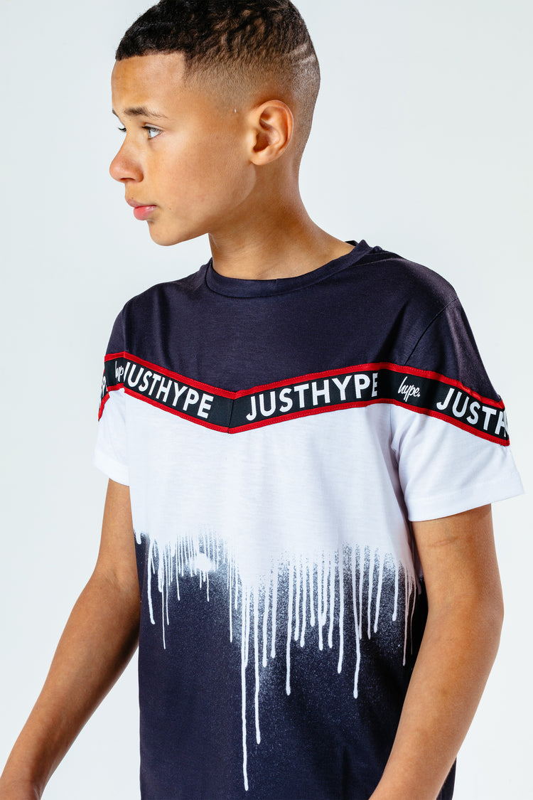 Hype Black White Drip Taped Kids T-Shirt