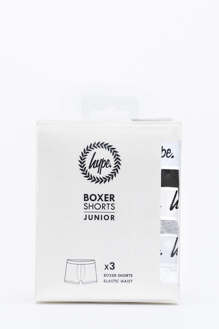 Hype Mono Core Script Kids Boxer Shorts X3 Pack