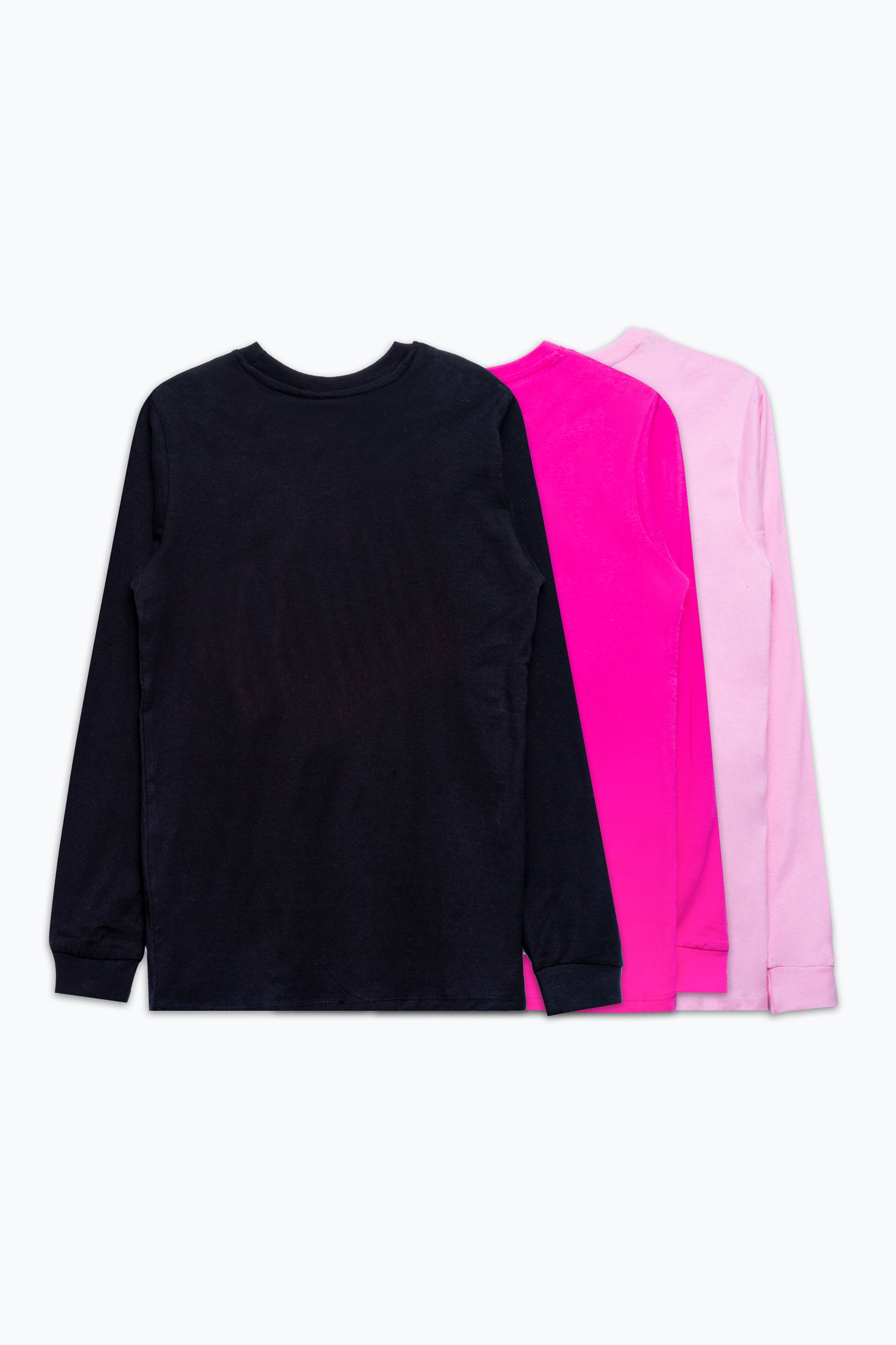 HYPE 3 PACK PINK & BLACK GIRLS L/S T-SHIRT SET