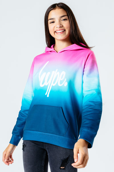 HYPE PINK & BLUE FADE KIDS PULLOVER HOODIE