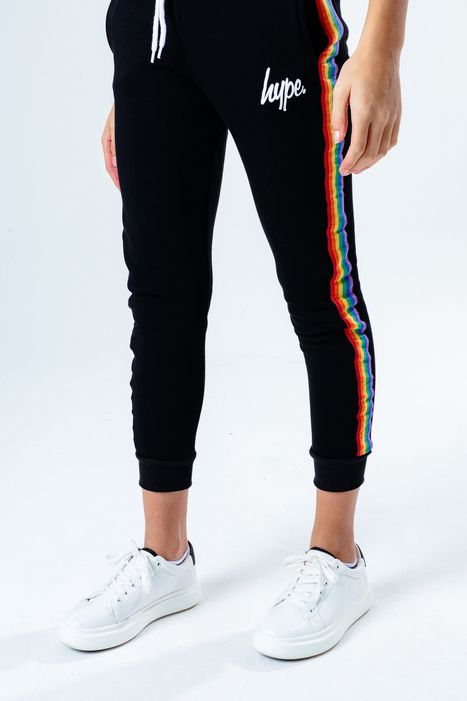 Black joggers with rainbow stripe hot sale