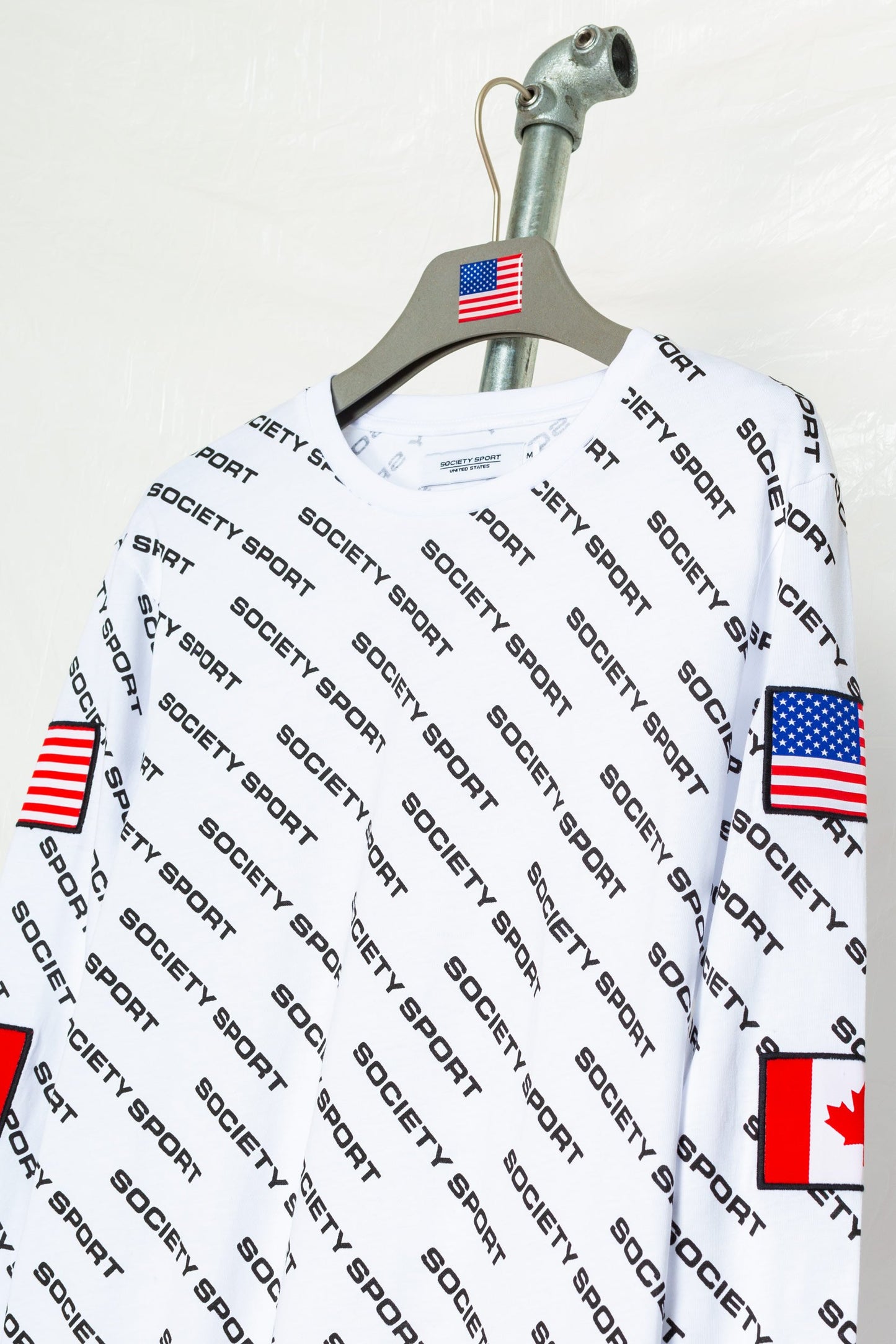 Society Sport All Over Logo White L/S T-Shirt
