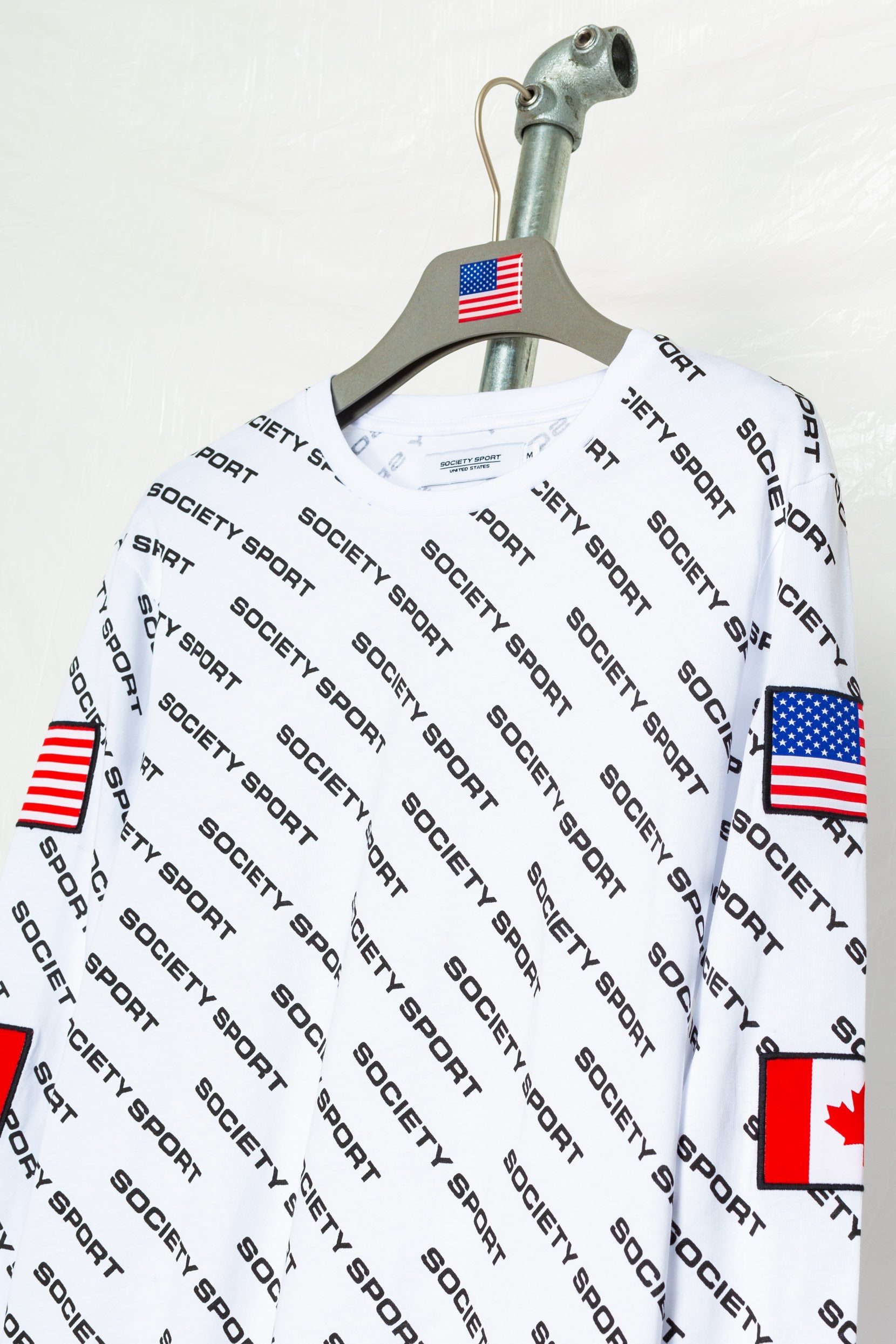 Society Sport All Over Logo White L/S T-Shirt