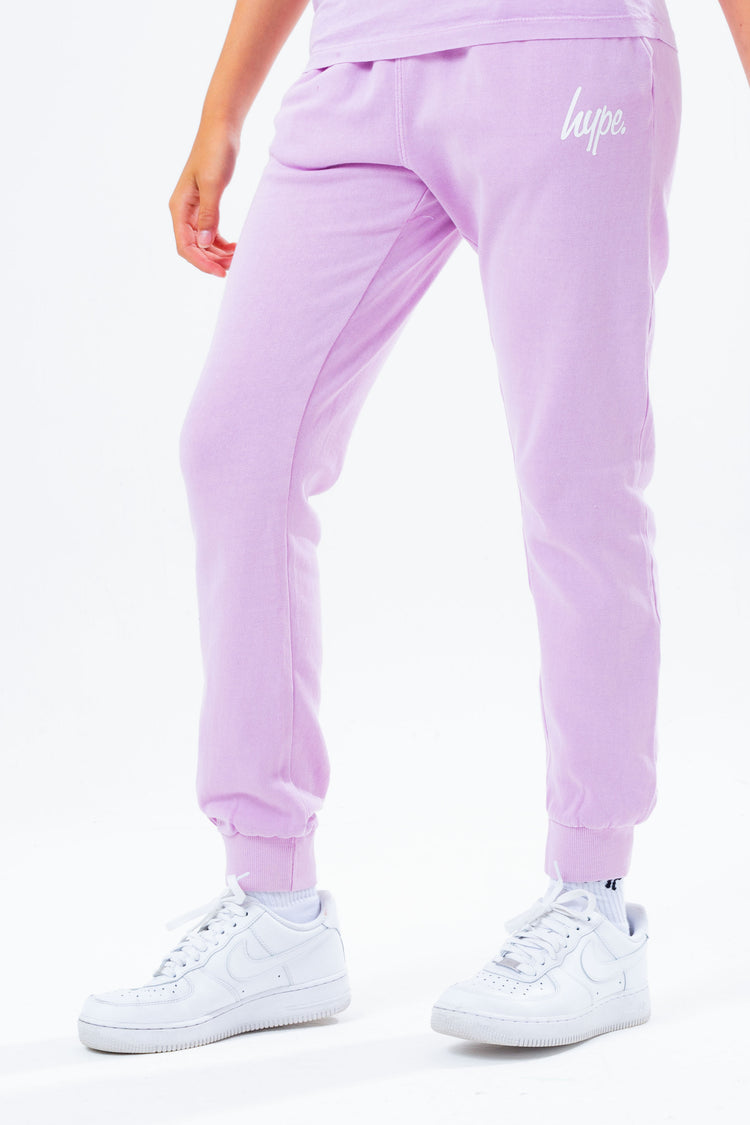 HYPE WASHED LILAC SCRIBBLE LOGO GIRLS JOGGERS
