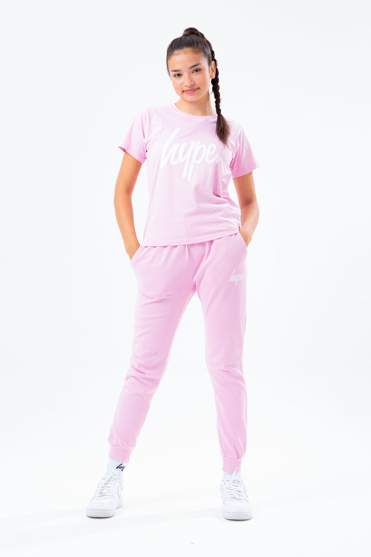 HYPE WASHED BABY PINK SCRIBBLE LOGO GIRLS  T-SHIRT