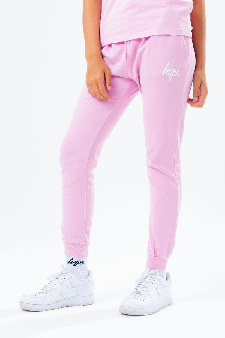 HYPE WASHED BABY PINK SCRIBBLE LOGO GIRLS JOGGERS