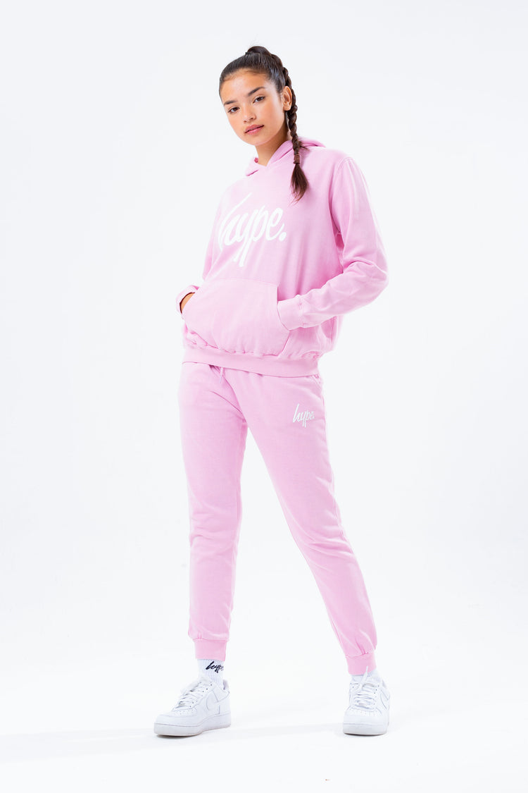 HYPE WASHED BABY PINK SCRIBBLE LOGO GIRLS JOGGERS