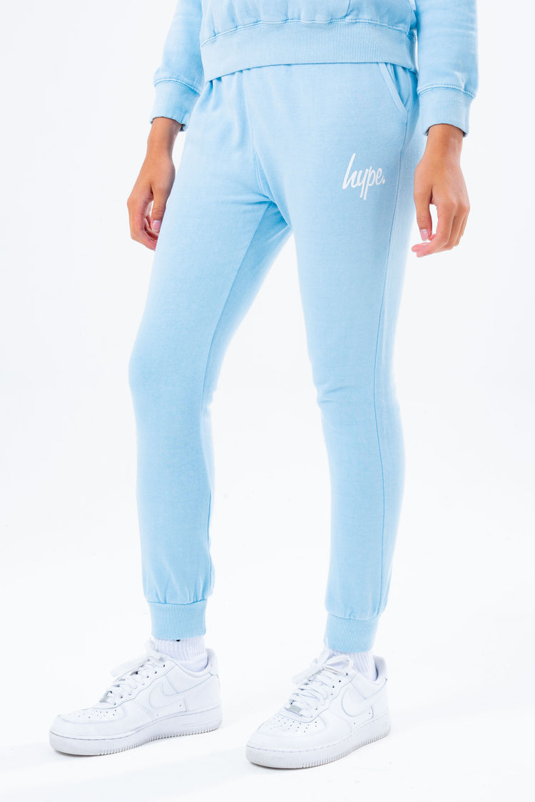 HYPE WASHED BABY BLUE SCRIPT LOGO KIDS JOGGERS